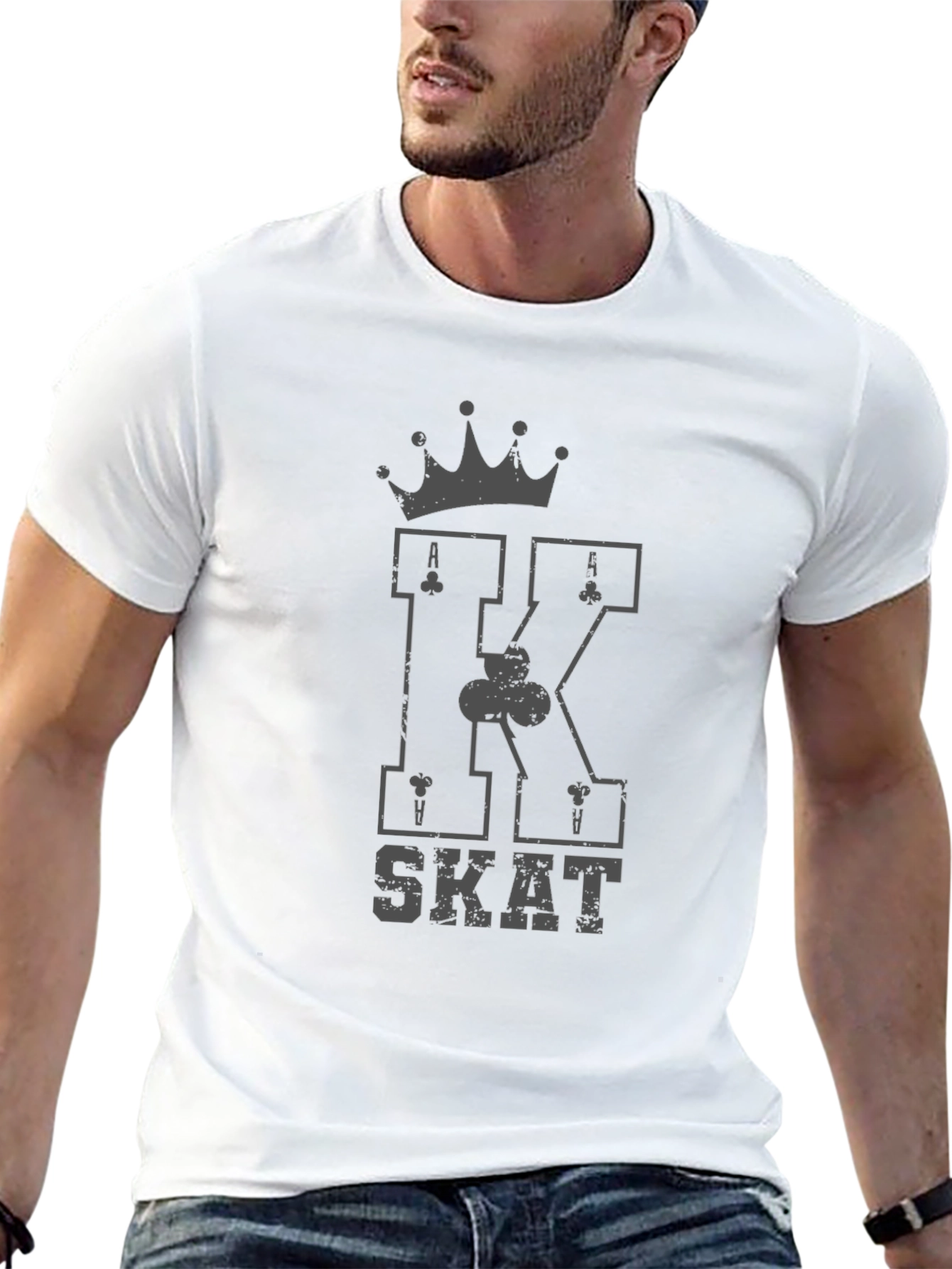 Black King SKAT Card Game Black T-Shirt view 13