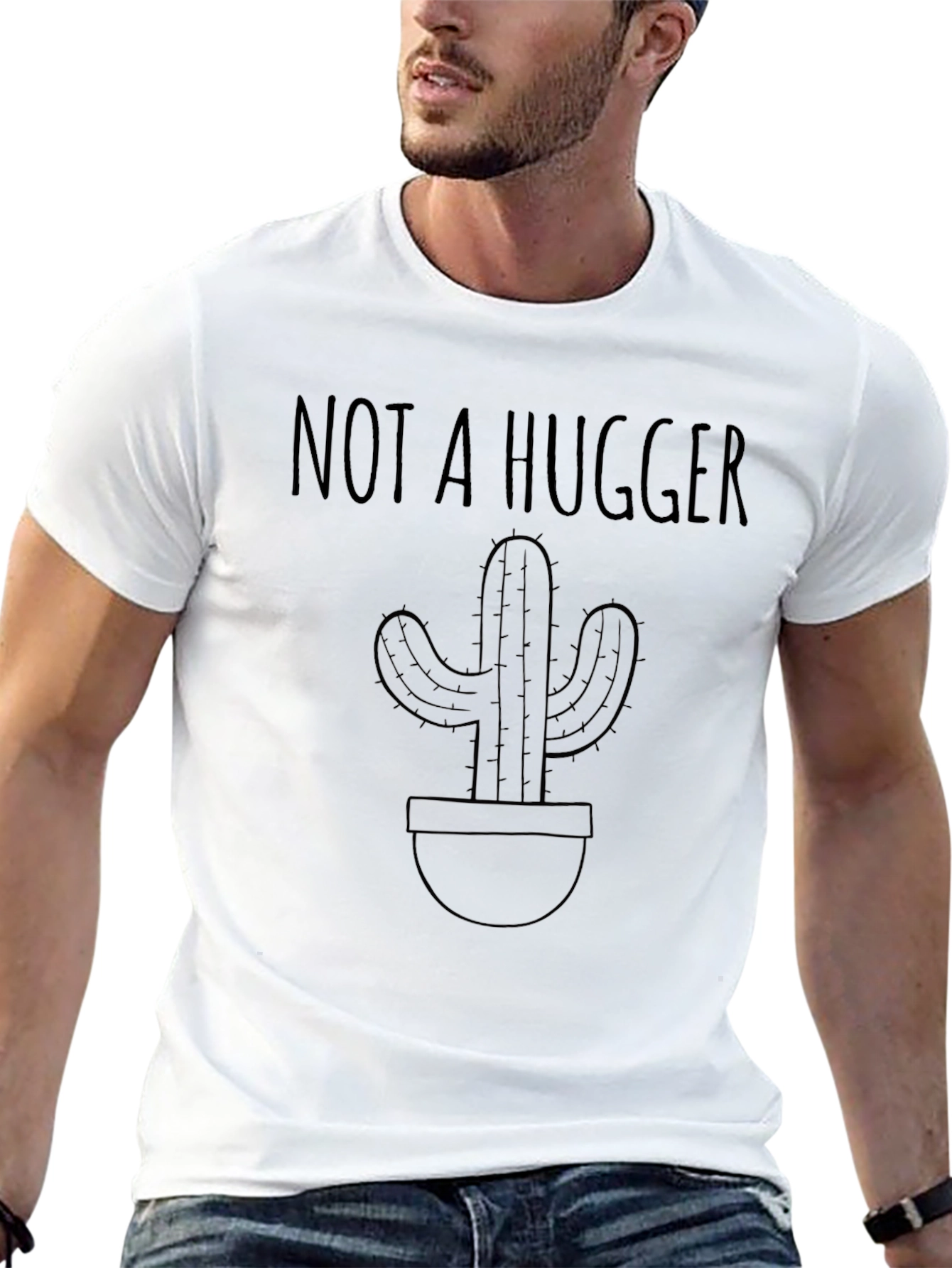 Black Not A Hugger Cactus Graphic Tee - Unisex view 13