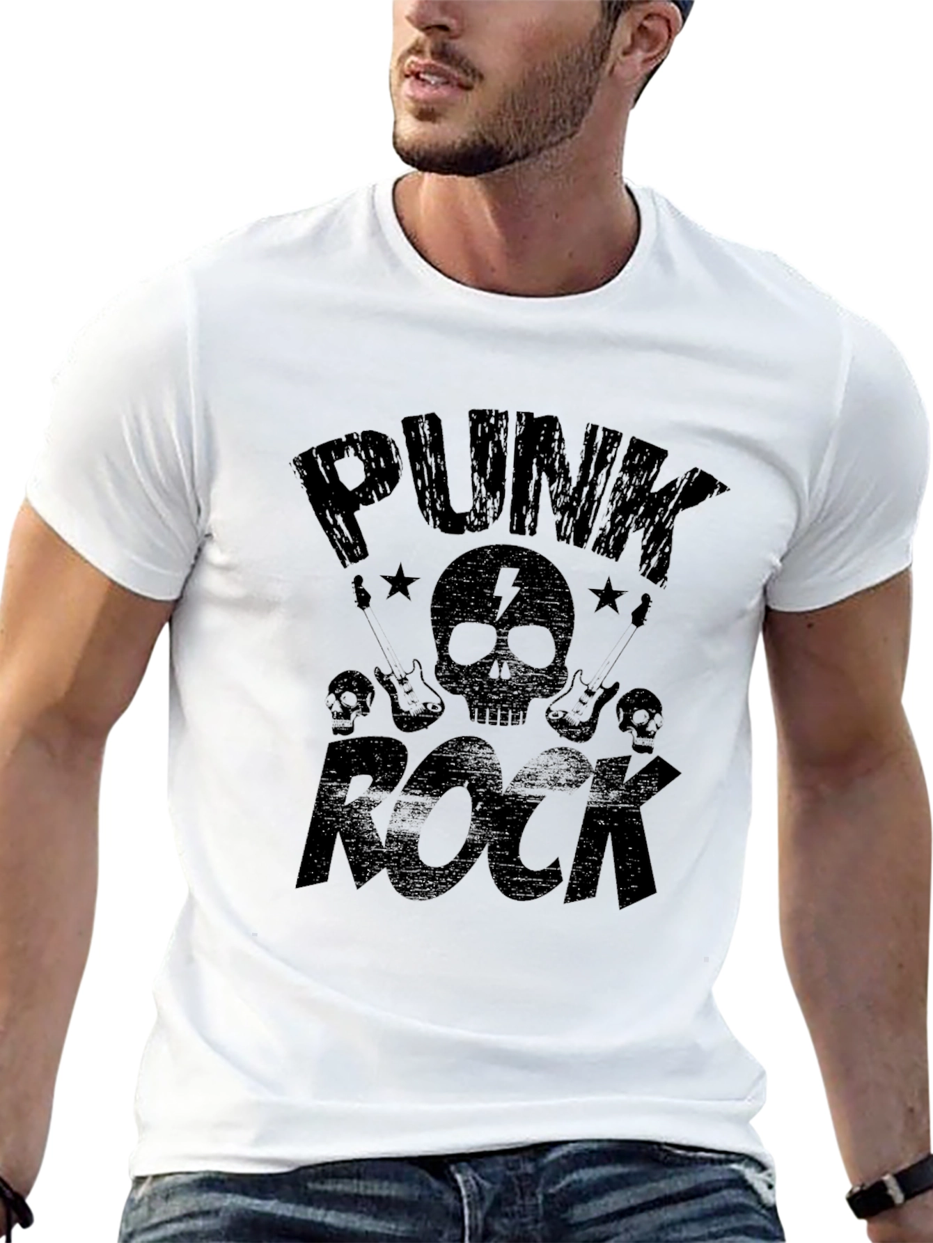 Black Punk Rock Graphic T-Shirt - Black view 13