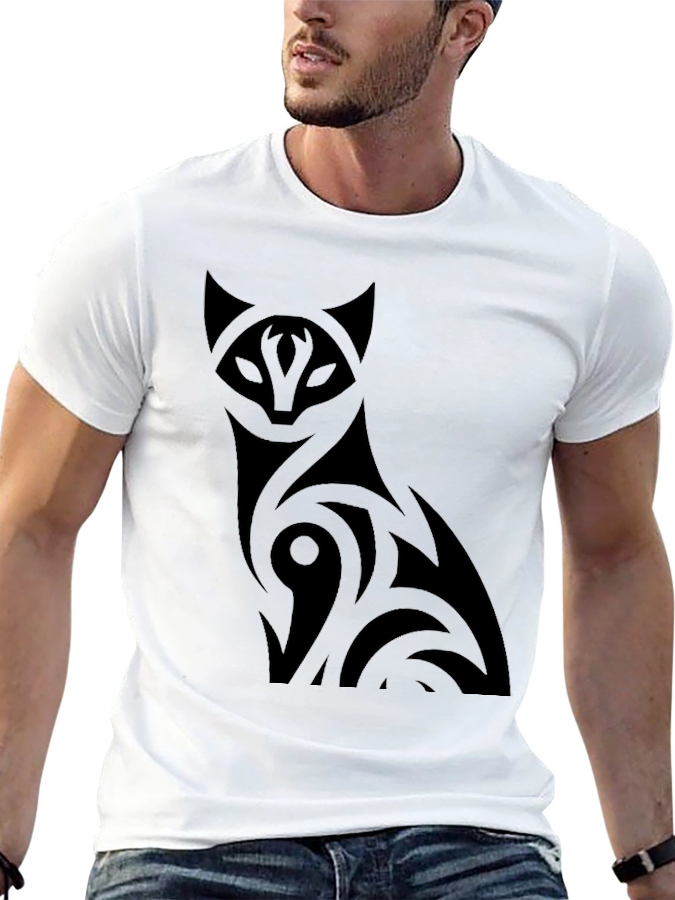 Black Stylish Black Cat Graphic T-Shirt view 13