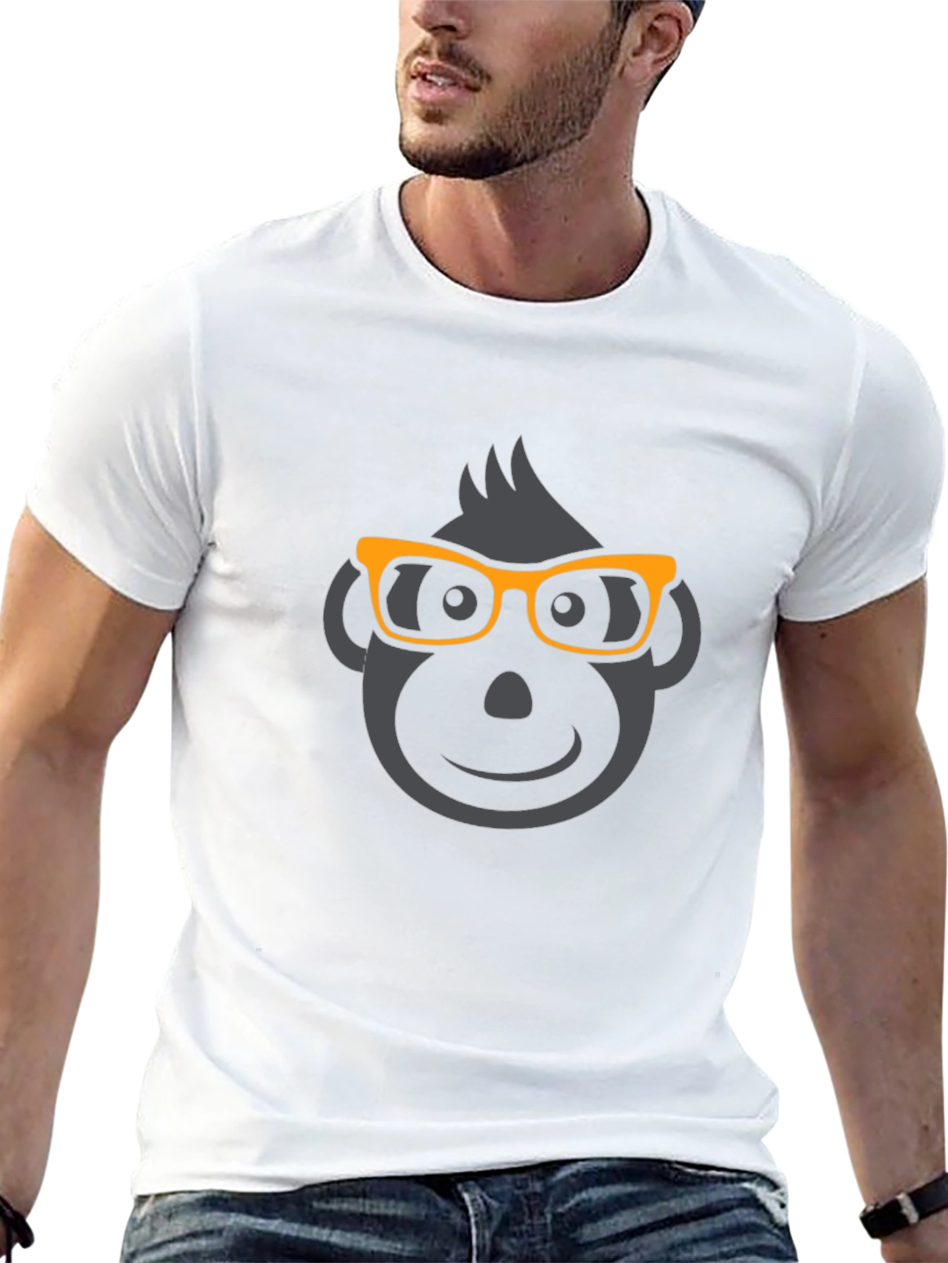 Black Geek Monkey Graphic Tee - Black Cotton Blend T-Shirt view 13