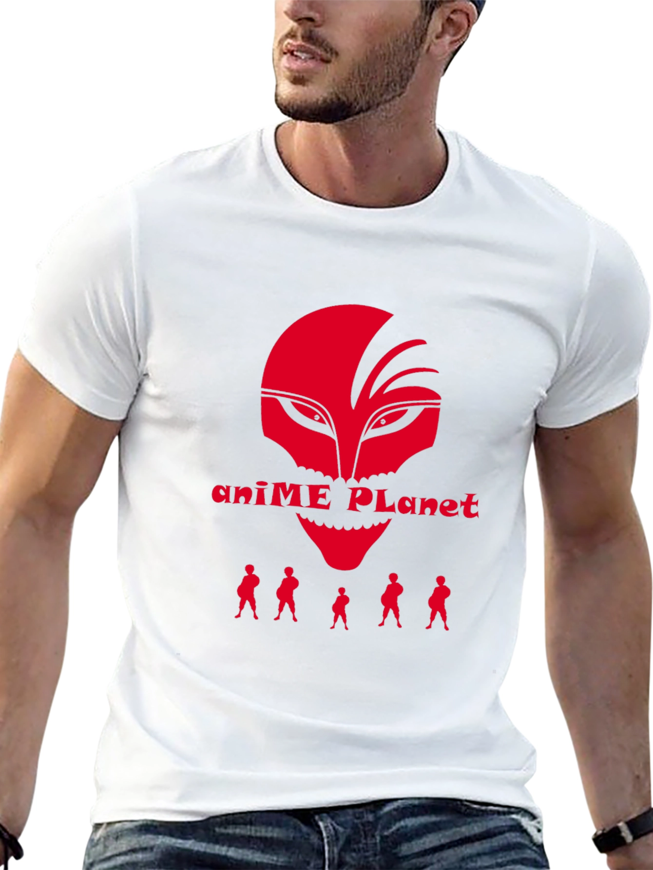 Black Anime Planet Graphic Tee - Red and Black Cotton Blend view 13