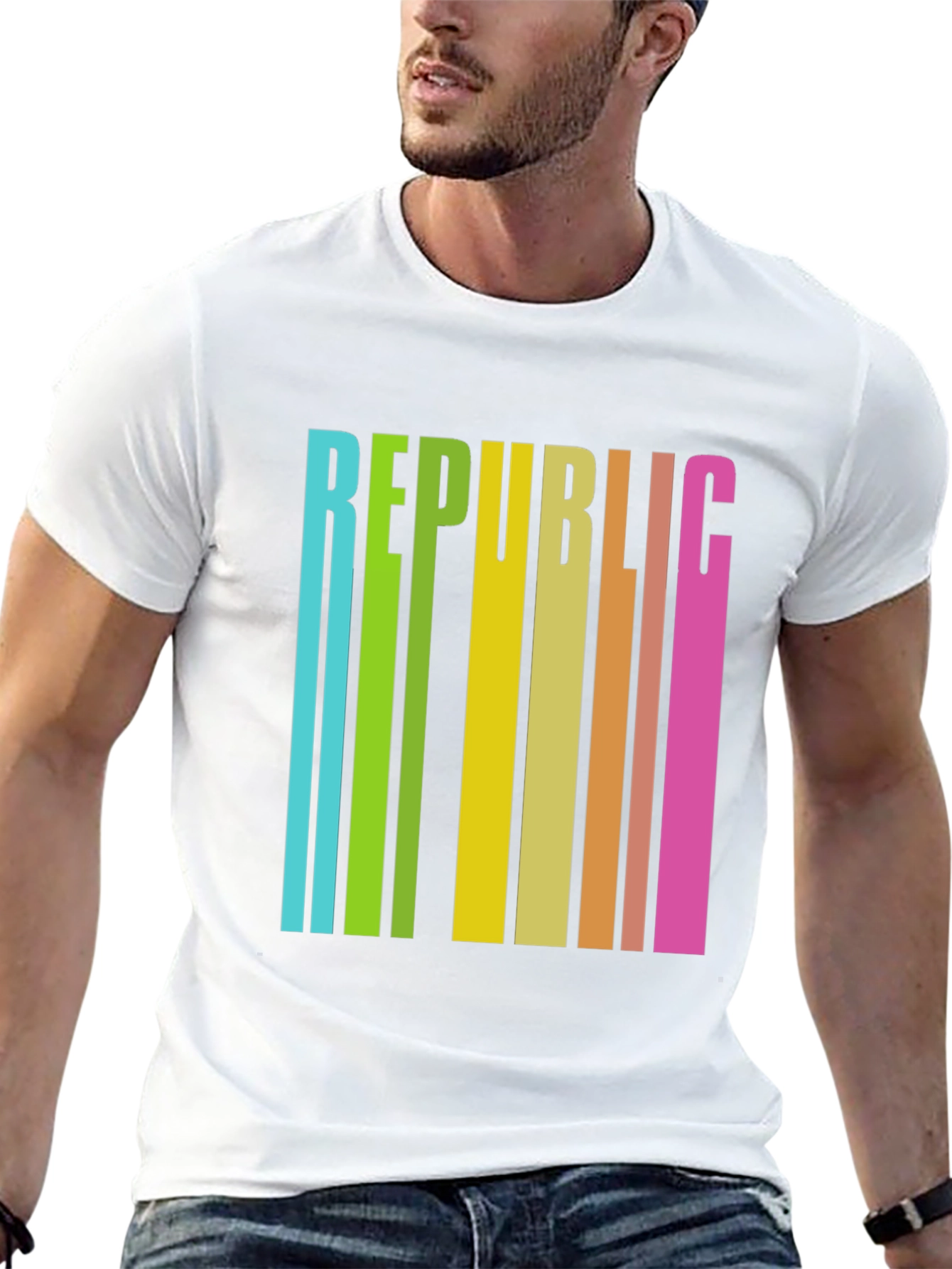 Black Republic Retro Striped Graphic Tee view 13
