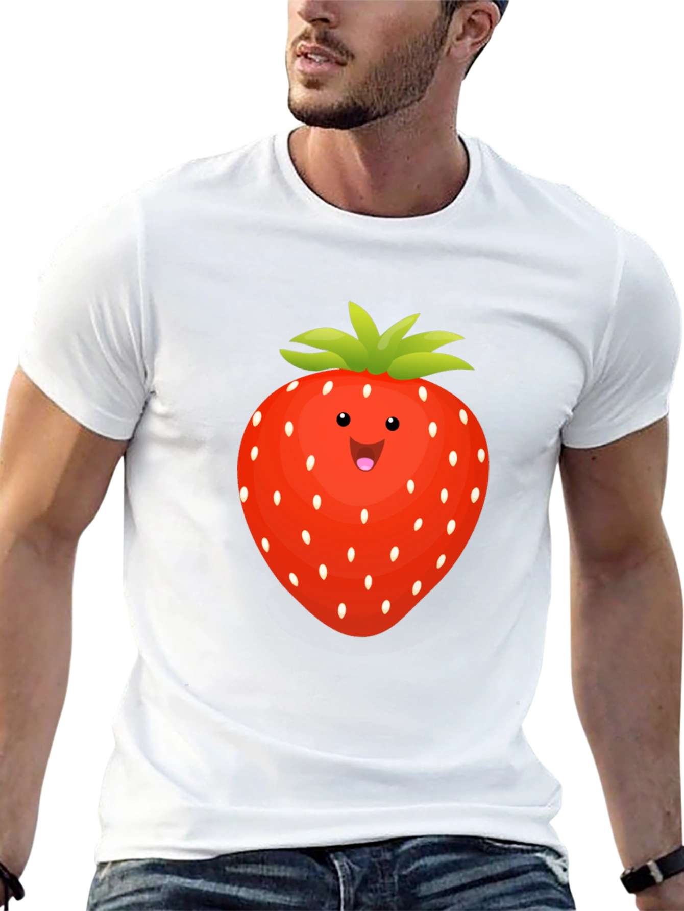Black Strawberry Graphic Tee - Fun Fruit T-Shirt view 13