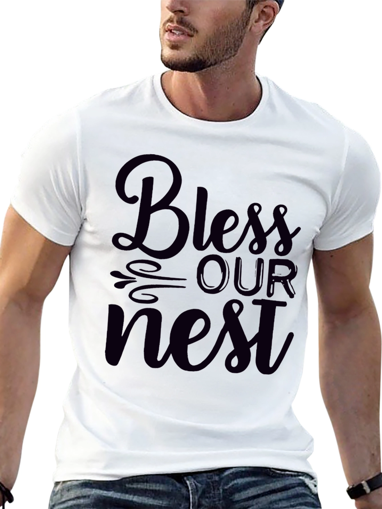 Black Bless Our Nest Graphic Tee - Stylish Comfort view 13