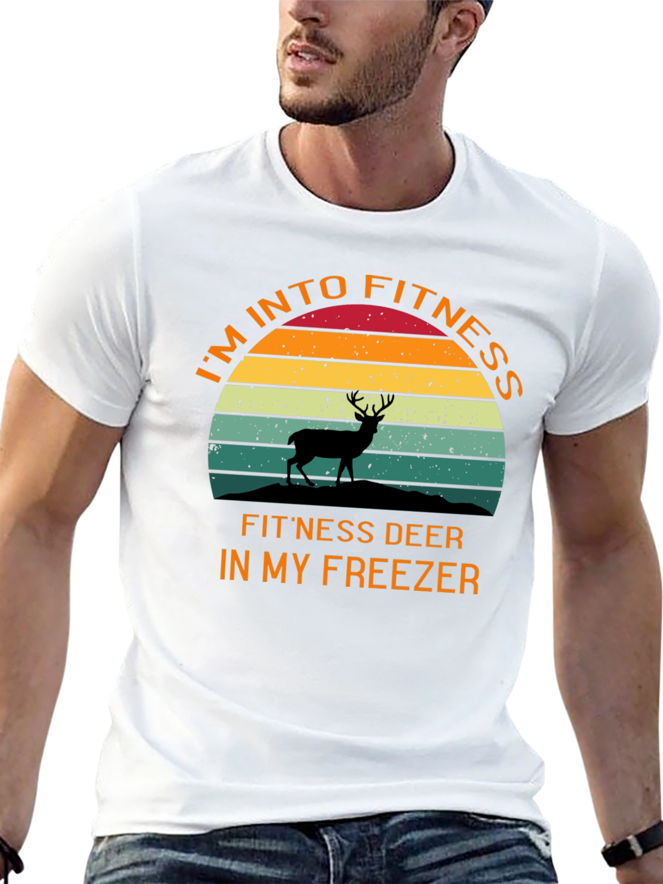Black Fitness Deer T-Shirt - Humorous Workout Tee view 13