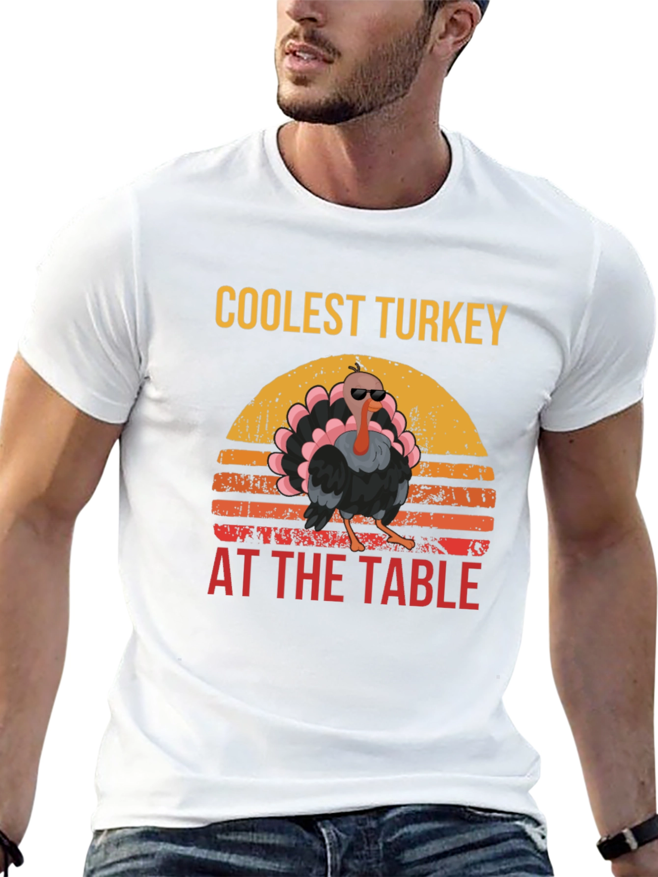 Black Coolest Turkey at the Table Black Graphic Tee view 13