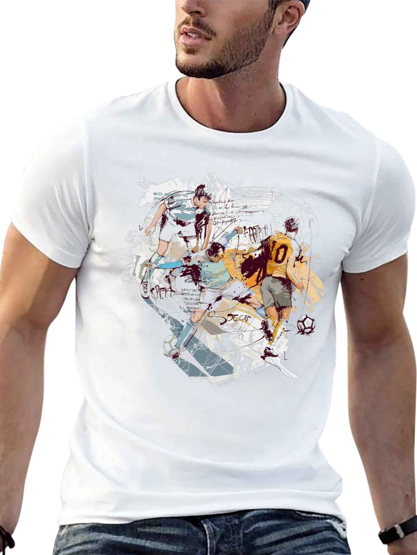 Black Soccer Art Graphic T-Shirt - Cool & Casual view 13
