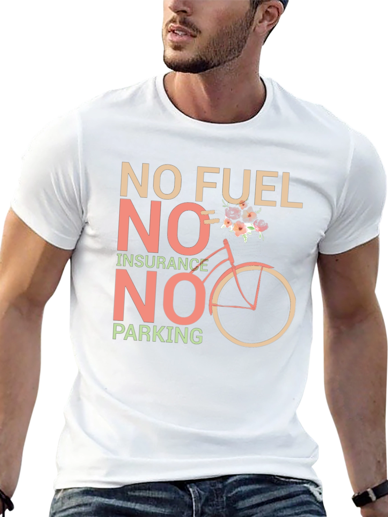Black Eco-Friendly Black T-Shirt: No Fuel, Insurance, Parking view 13