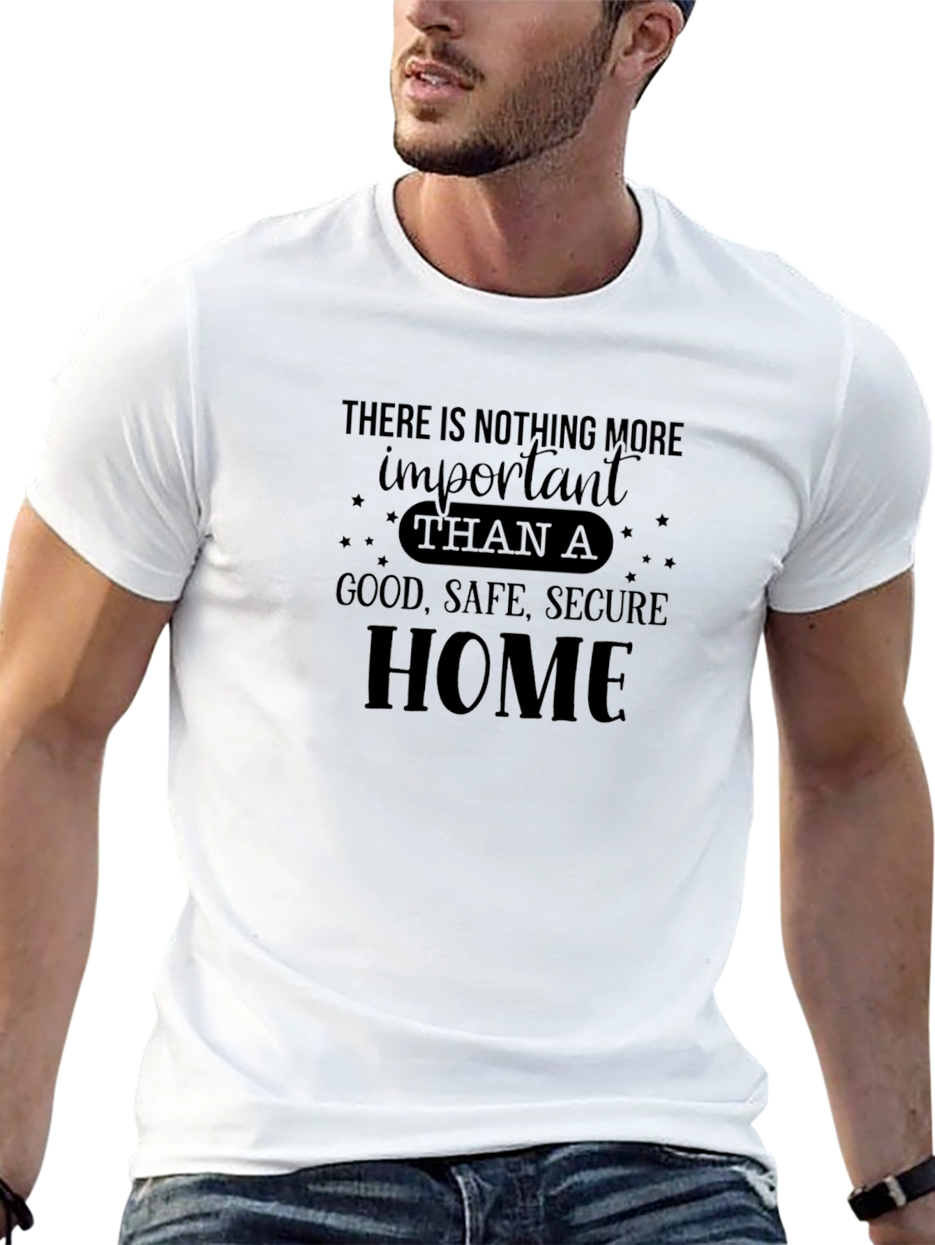 Black Inspirational Home T-Shirt - Good, Safe, Secure view 13