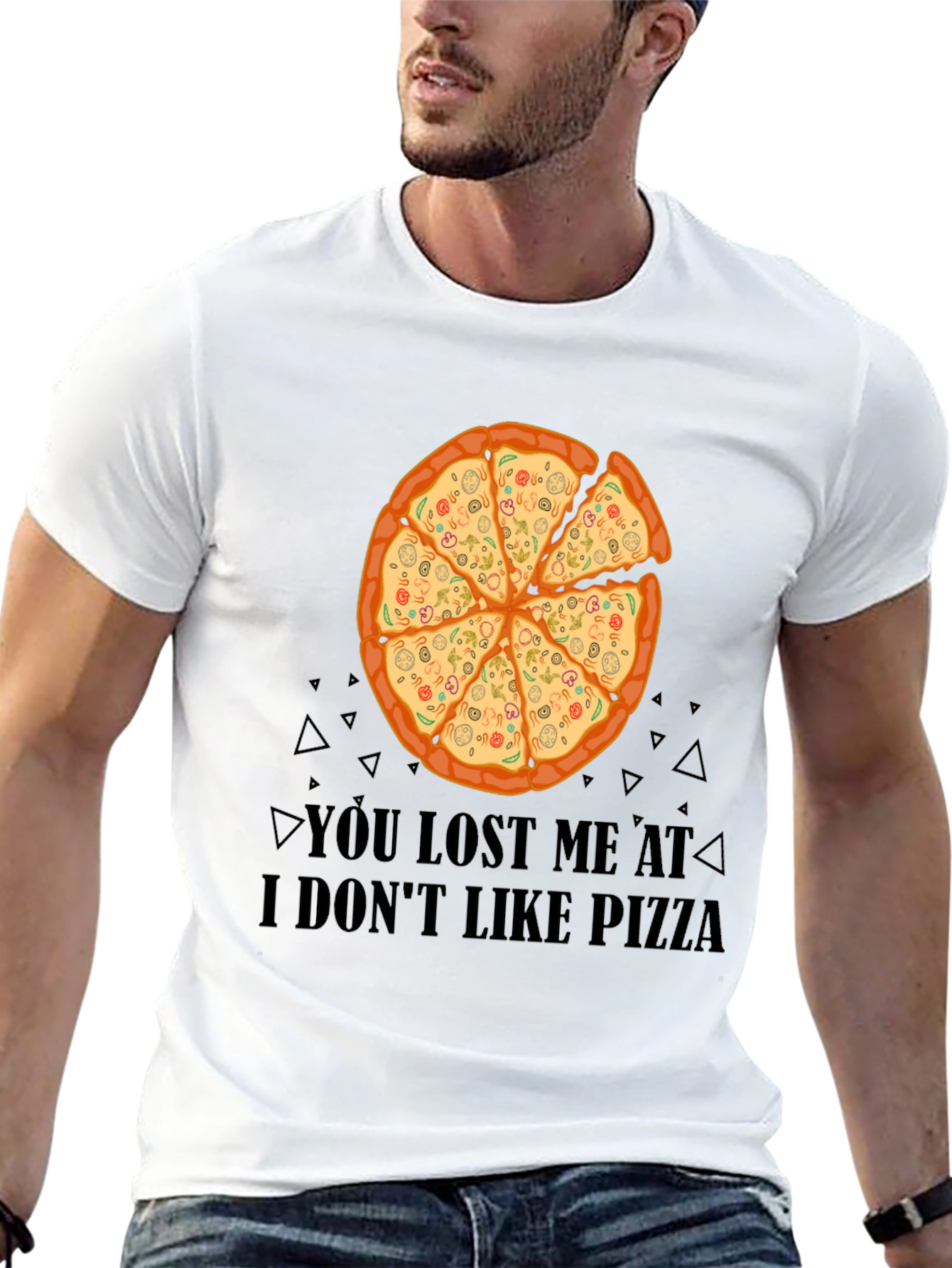 Black Pizza Lover T-Shirt - You Lost Me At I Don't Like Pizza Funny Tee view 13