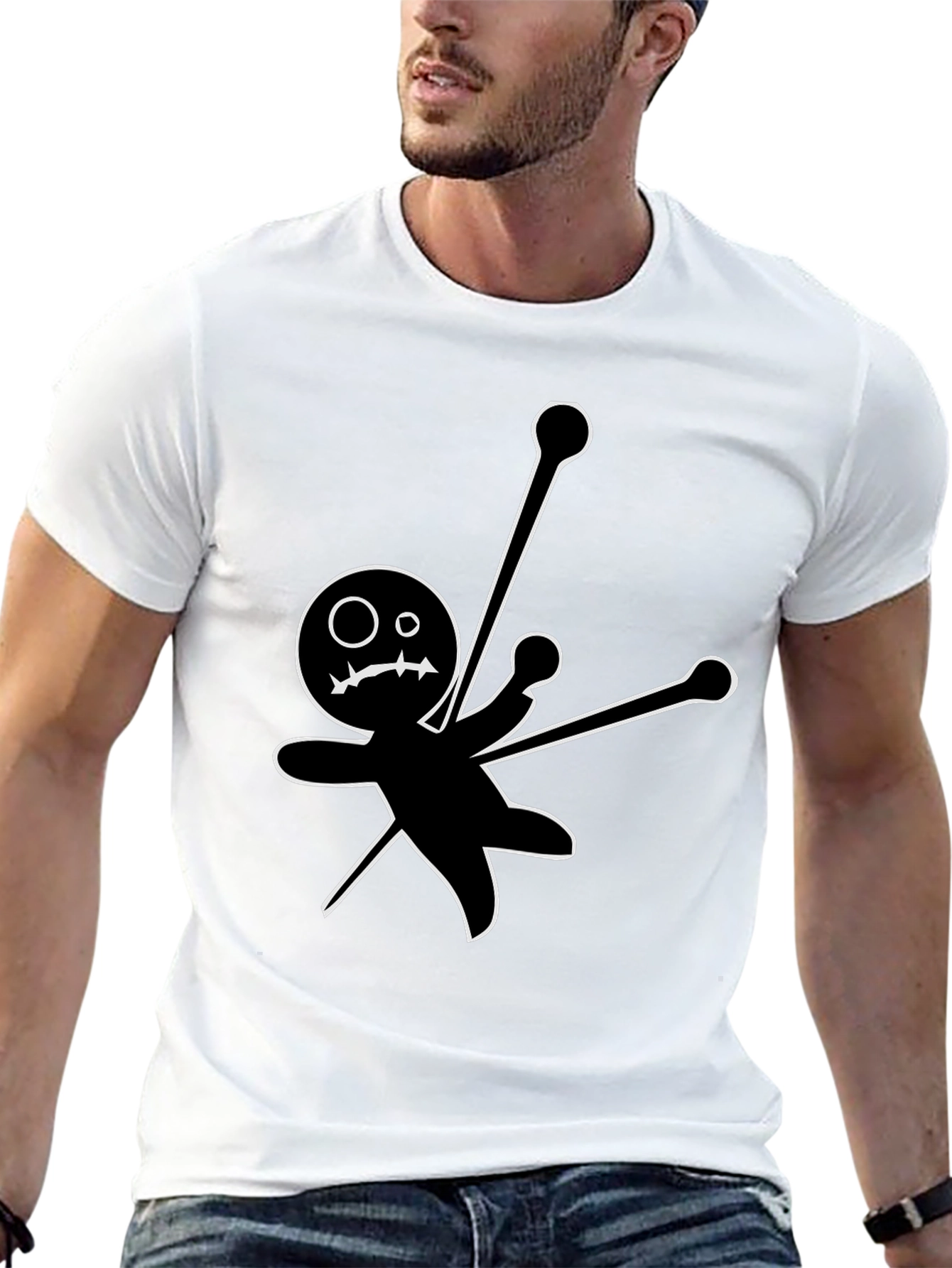 Black Voodoo Doll Graphic Tee - Black Cotton view 13