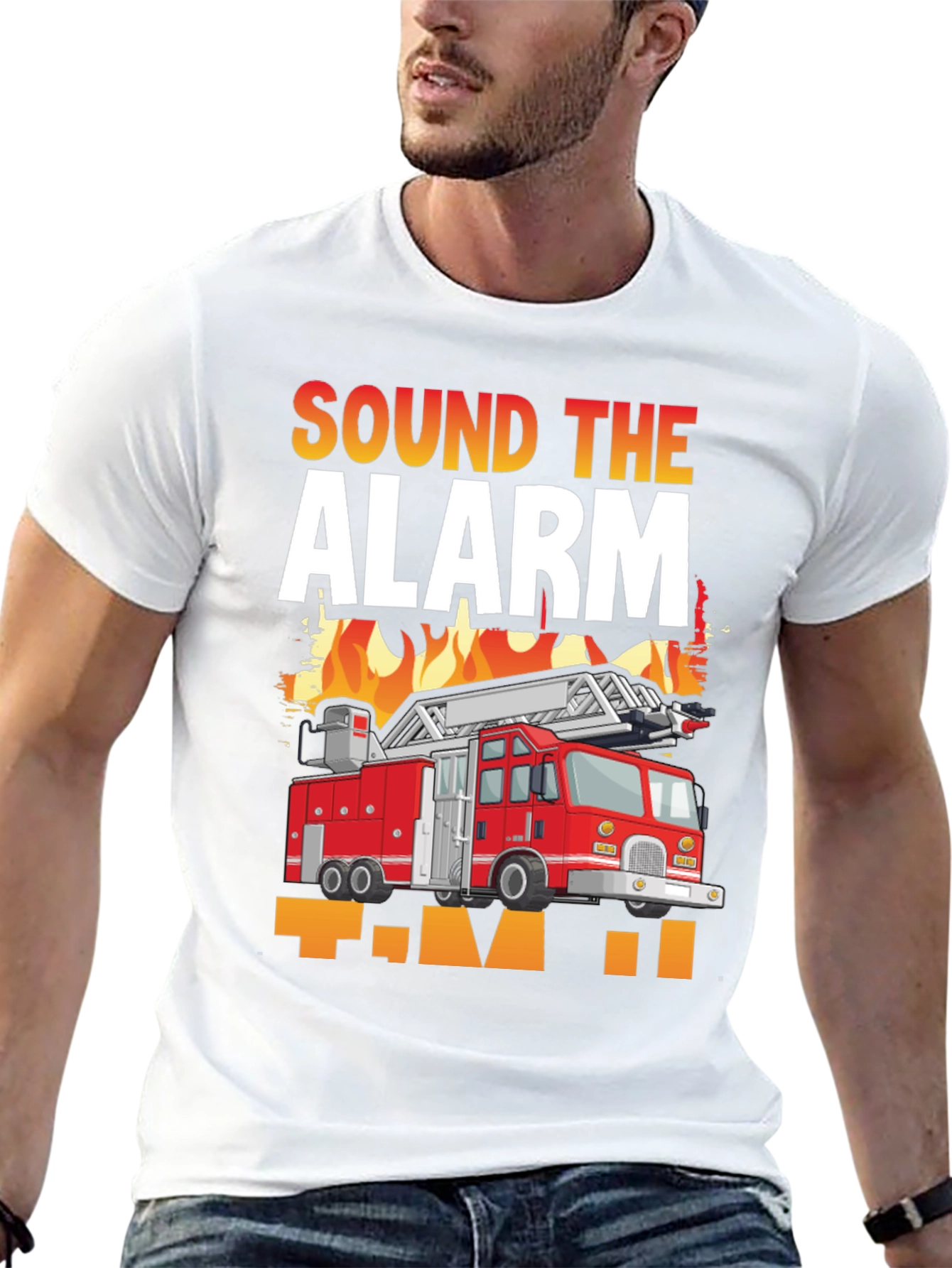 Black Sound the Alarm Firefighter T-Shirt view 13