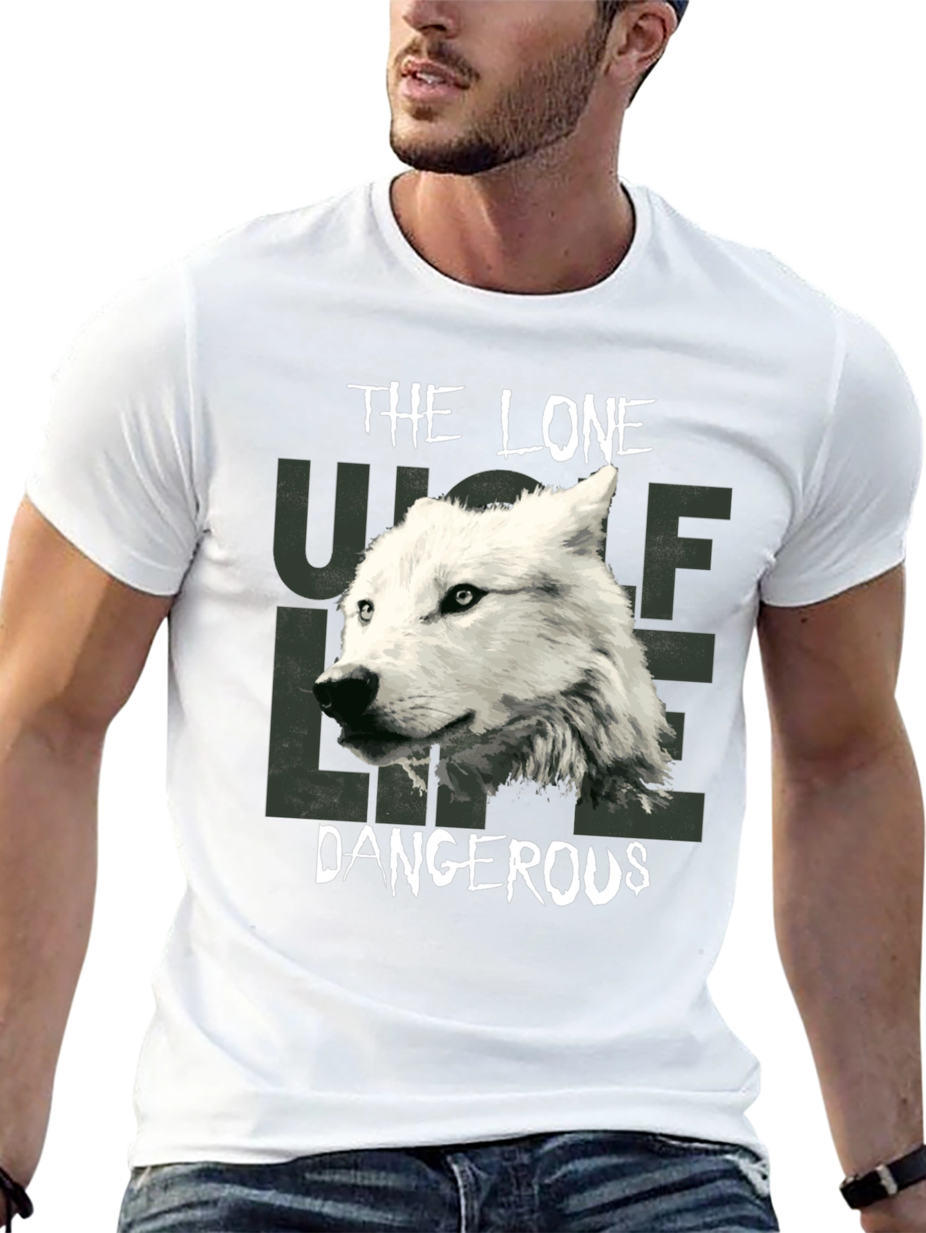 Black The Lone Wolf Dangerous Graphic T-Shirt view 13