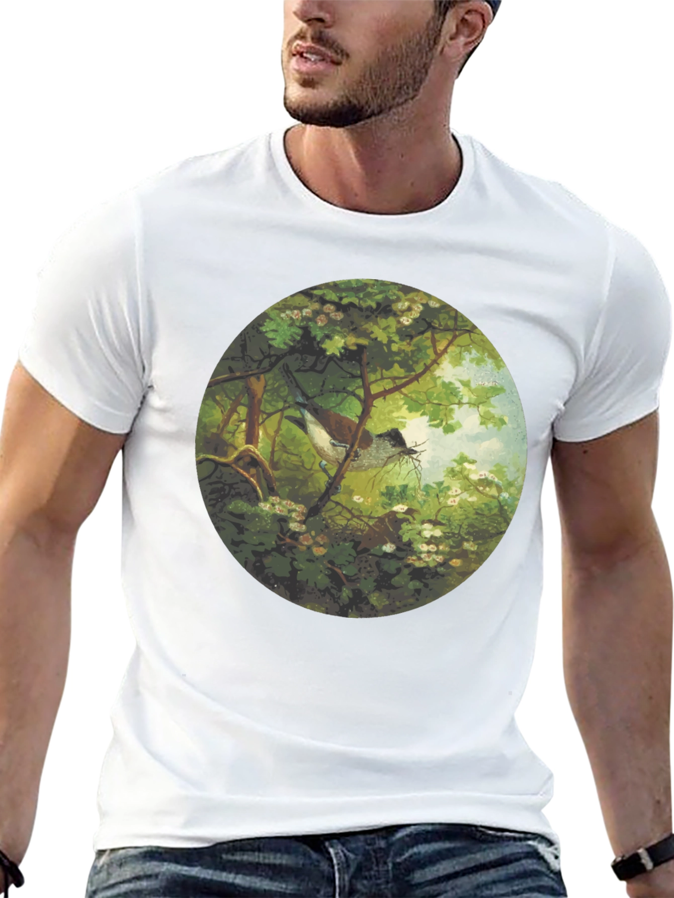 Black Bird & Nest Graphic Tee - Nature Art Shirt view 13