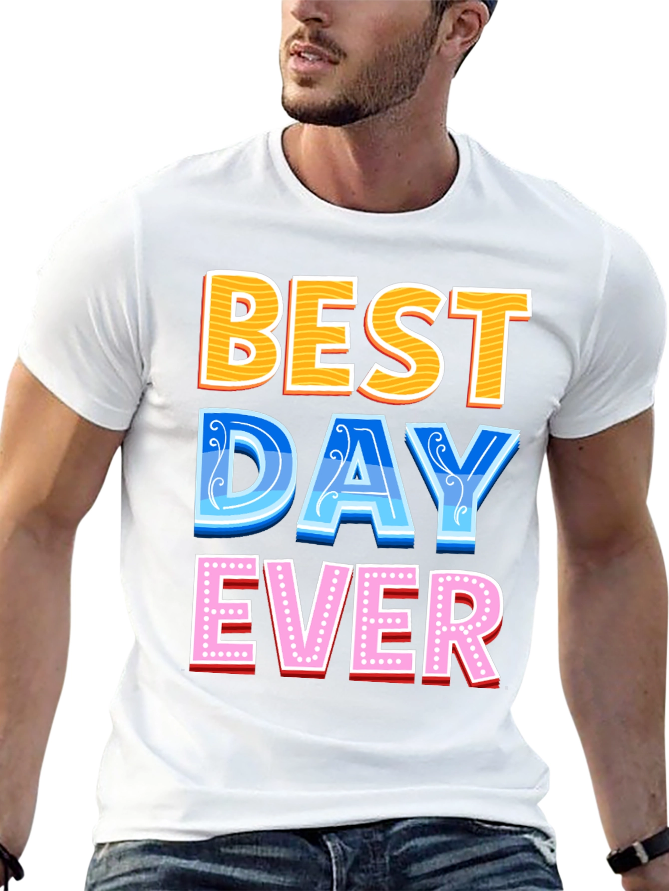Black Best Day Ever Graphic Tee - Fun Casual T-Shirt view 13