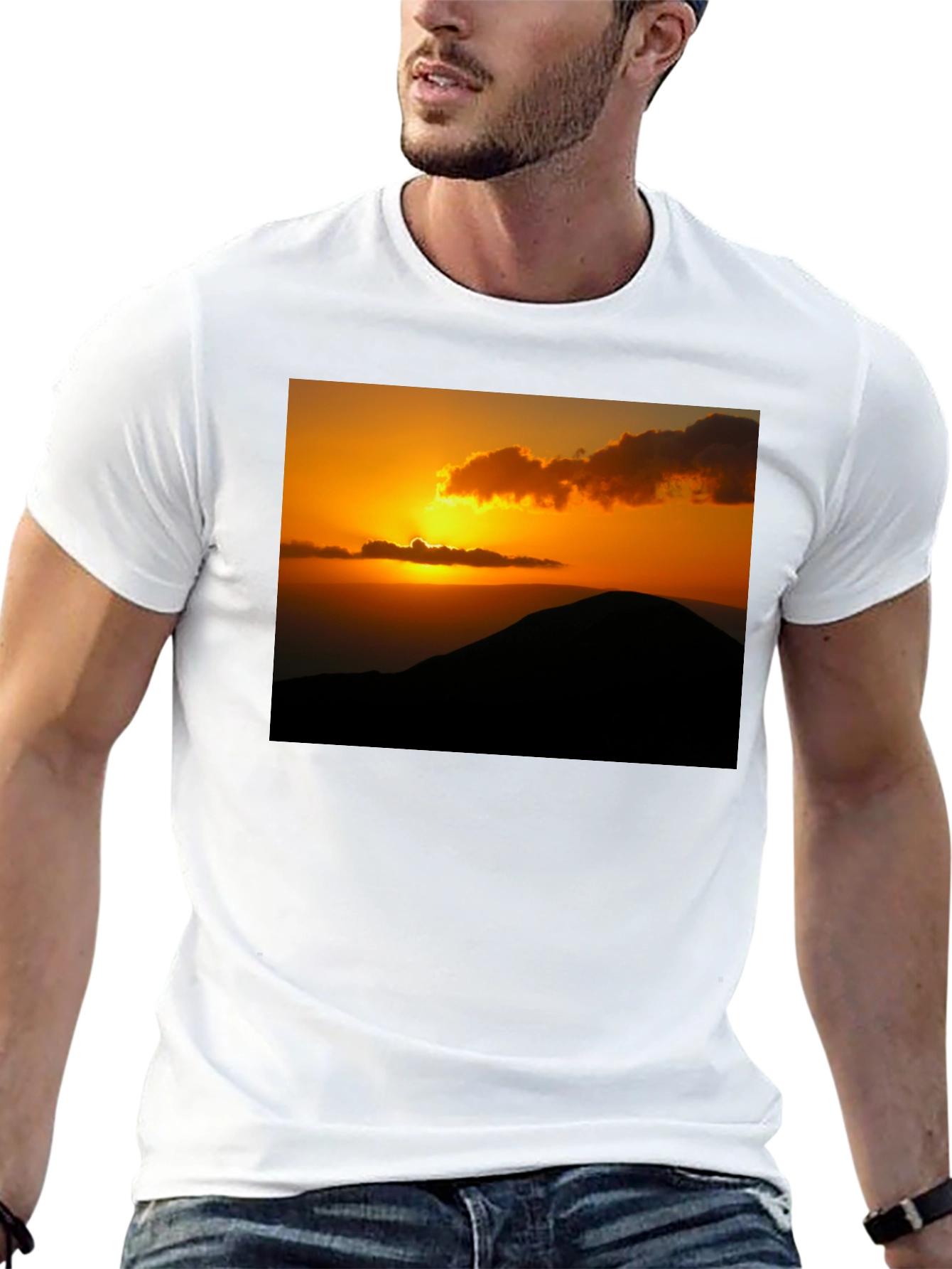 Black Sunset Mountain Graphic Tee - Black Cotton Blend view 13