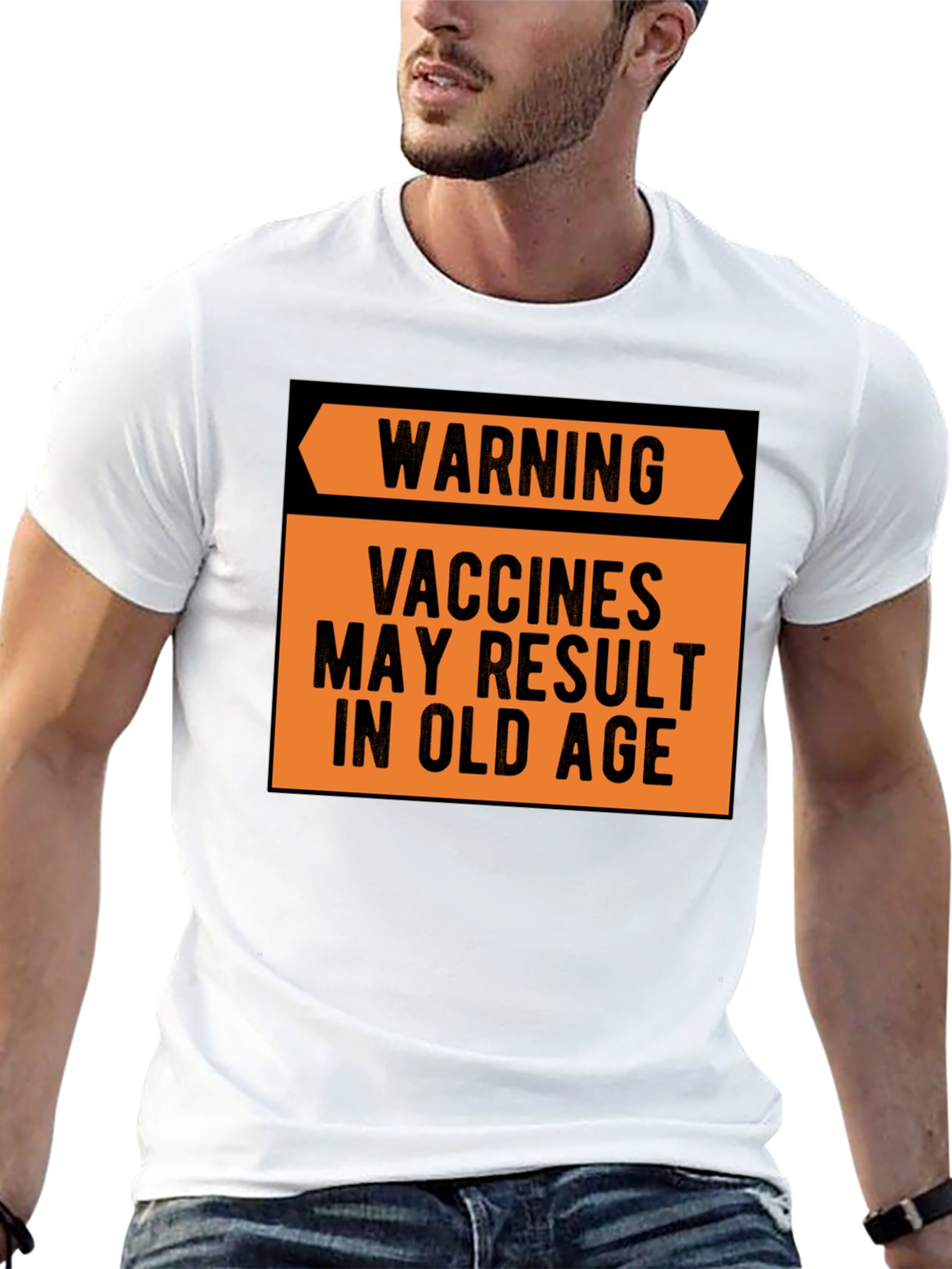 Black Warning Vaccines May Result in Old Age T-Shirt view 13