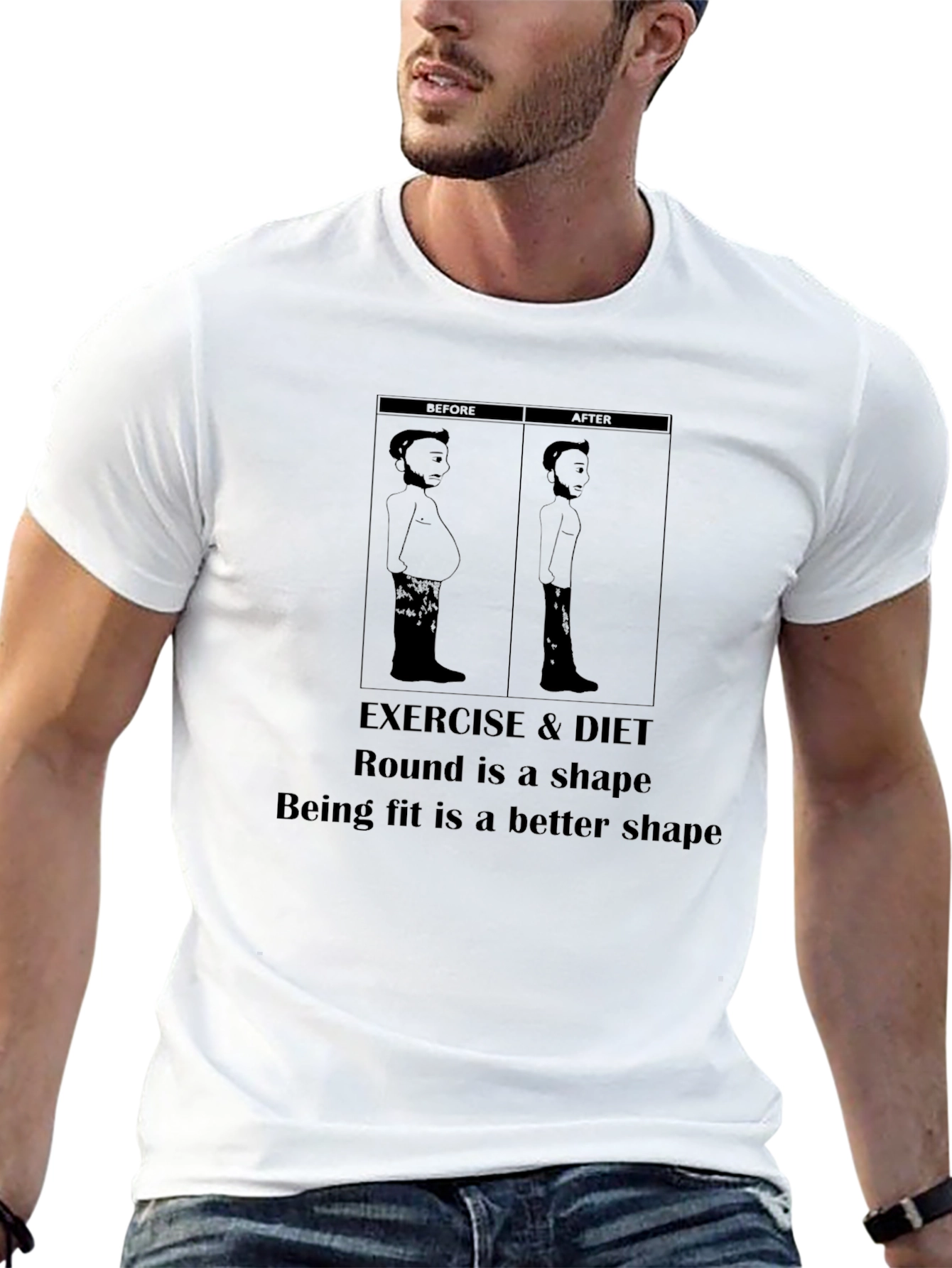Black Exercise & Diet Funny Graphic T-Shirt view 13
