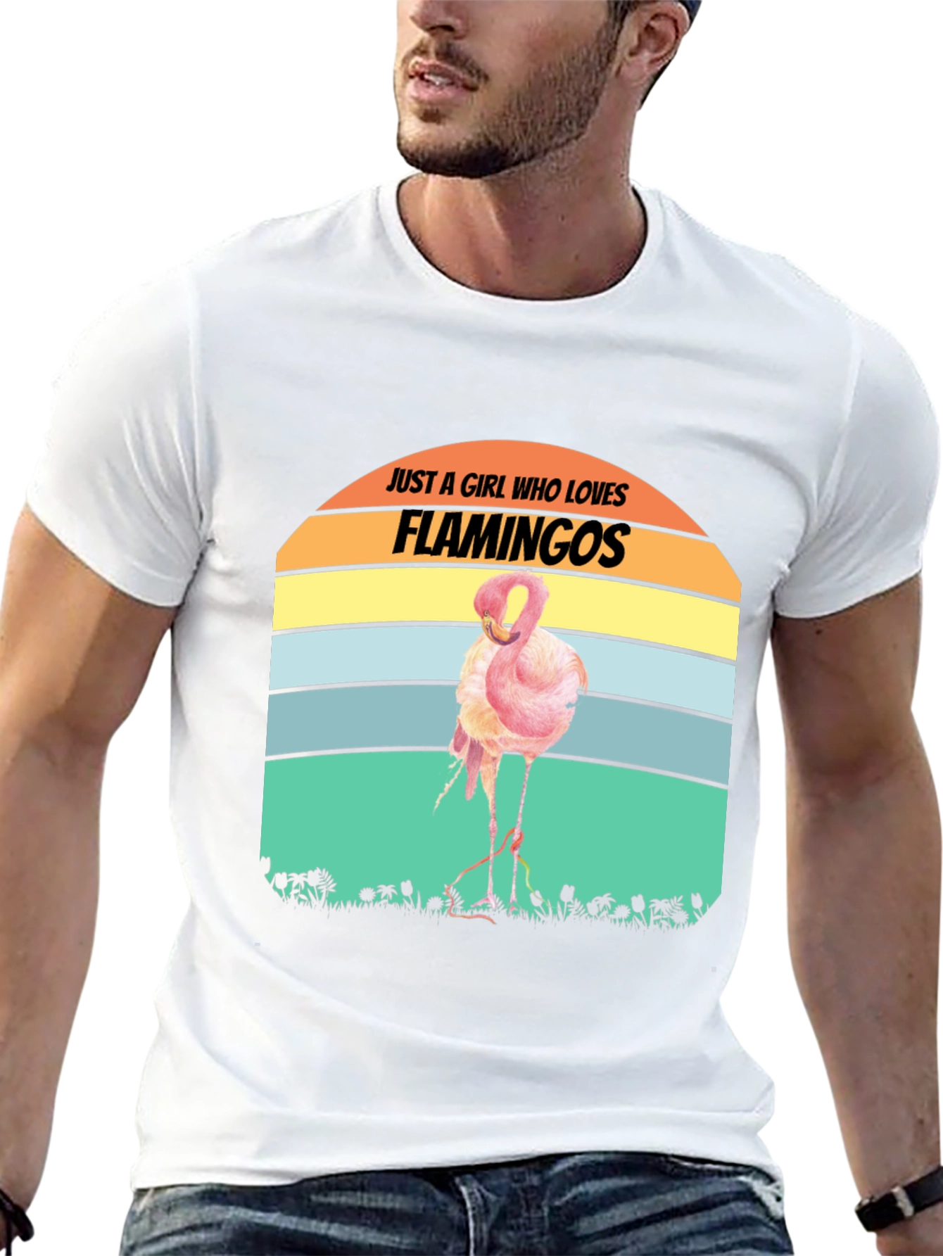 Black Just A Girl Who Loves Flamingos T-Shirt view 13