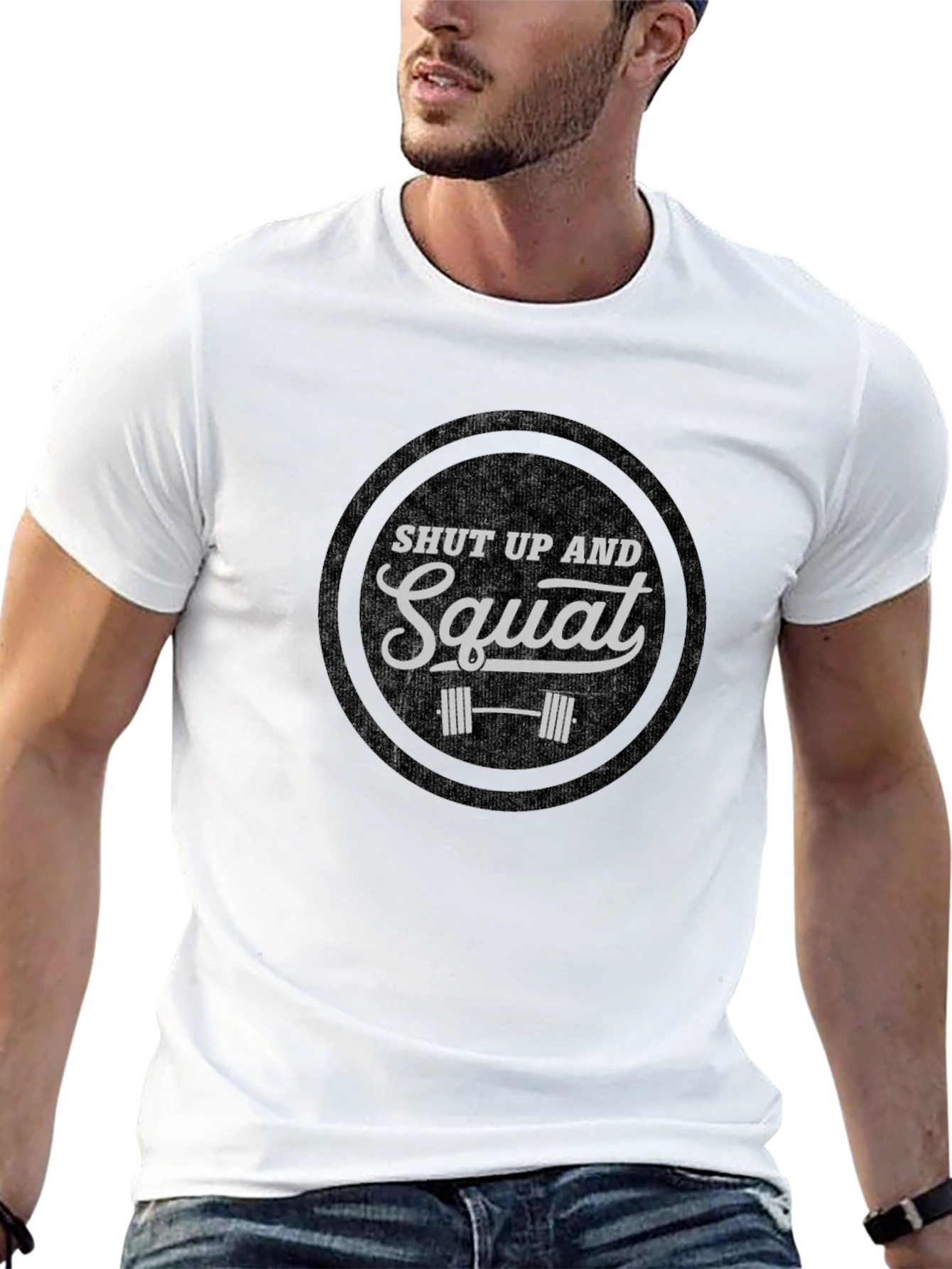 Black Shut Up and Squat Black Graphic Tee - Gym Workout Shirt view 13