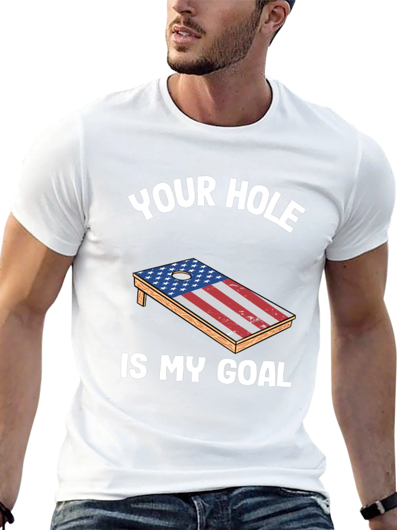 Black Your Hole Is My Goal Patriotic Cornhole T-Shirt view 13