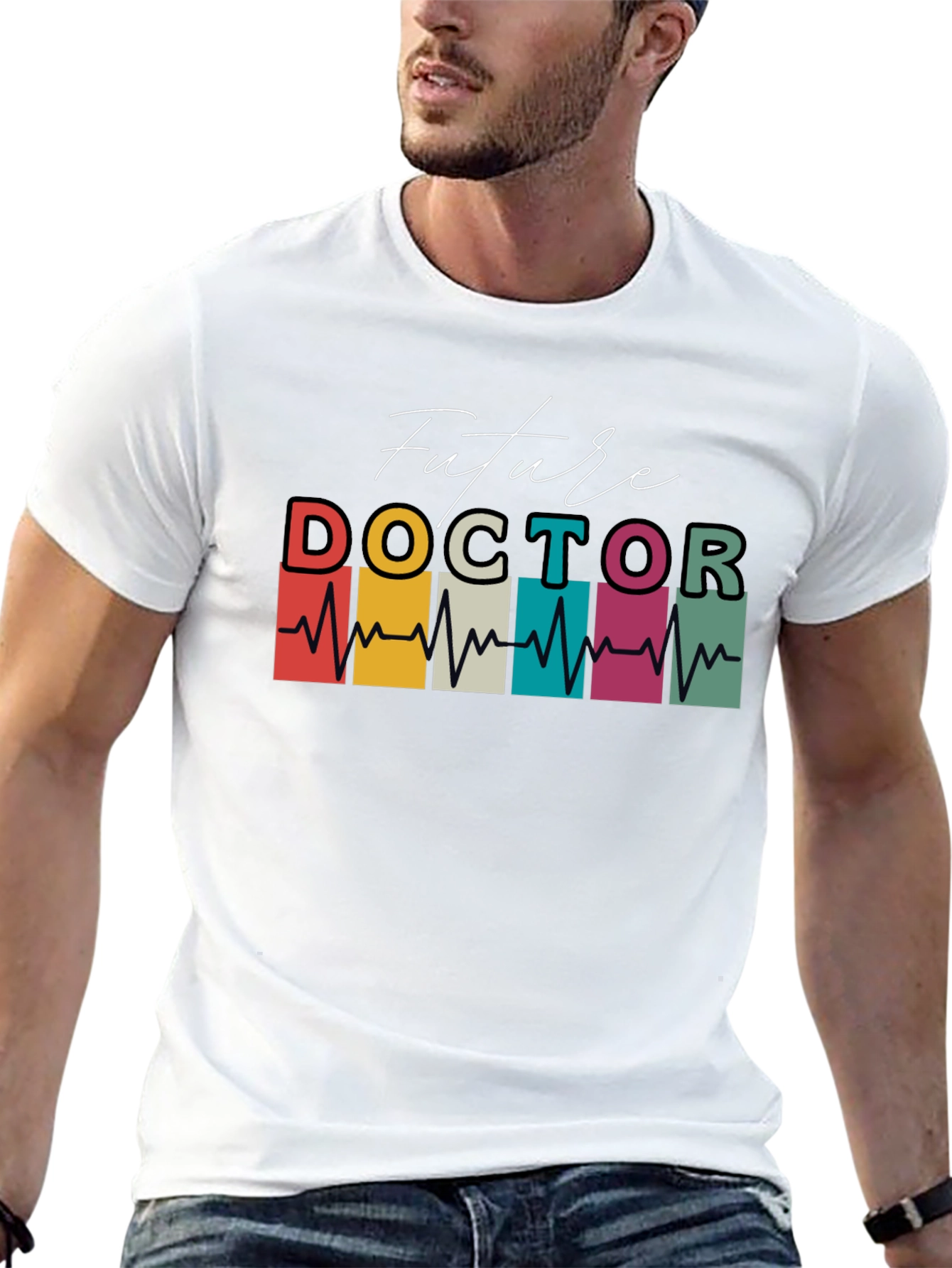 Black Future Doctor Heartbeat Graphic T-Shirt view 13