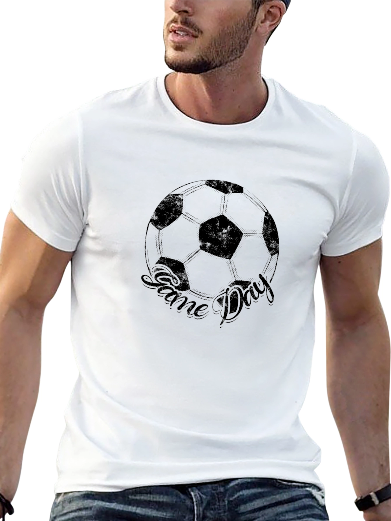 Black Game Day Soccer T-Shirt - Black Cotton Tee view 13