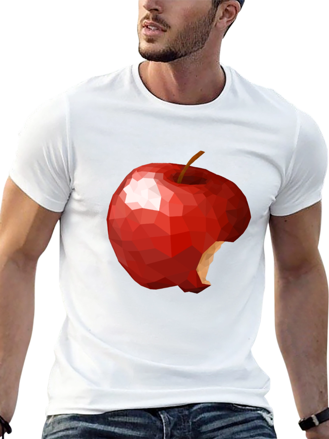 Black Geometric Bitten Apple Graphic T-Shirt view 13