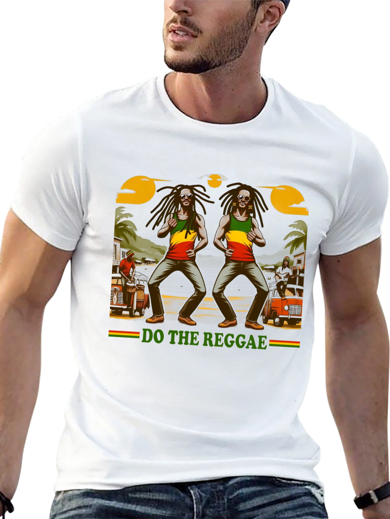 Black Do The Reggae Graphic Tee - Black Cotton T-Shirt view 13
