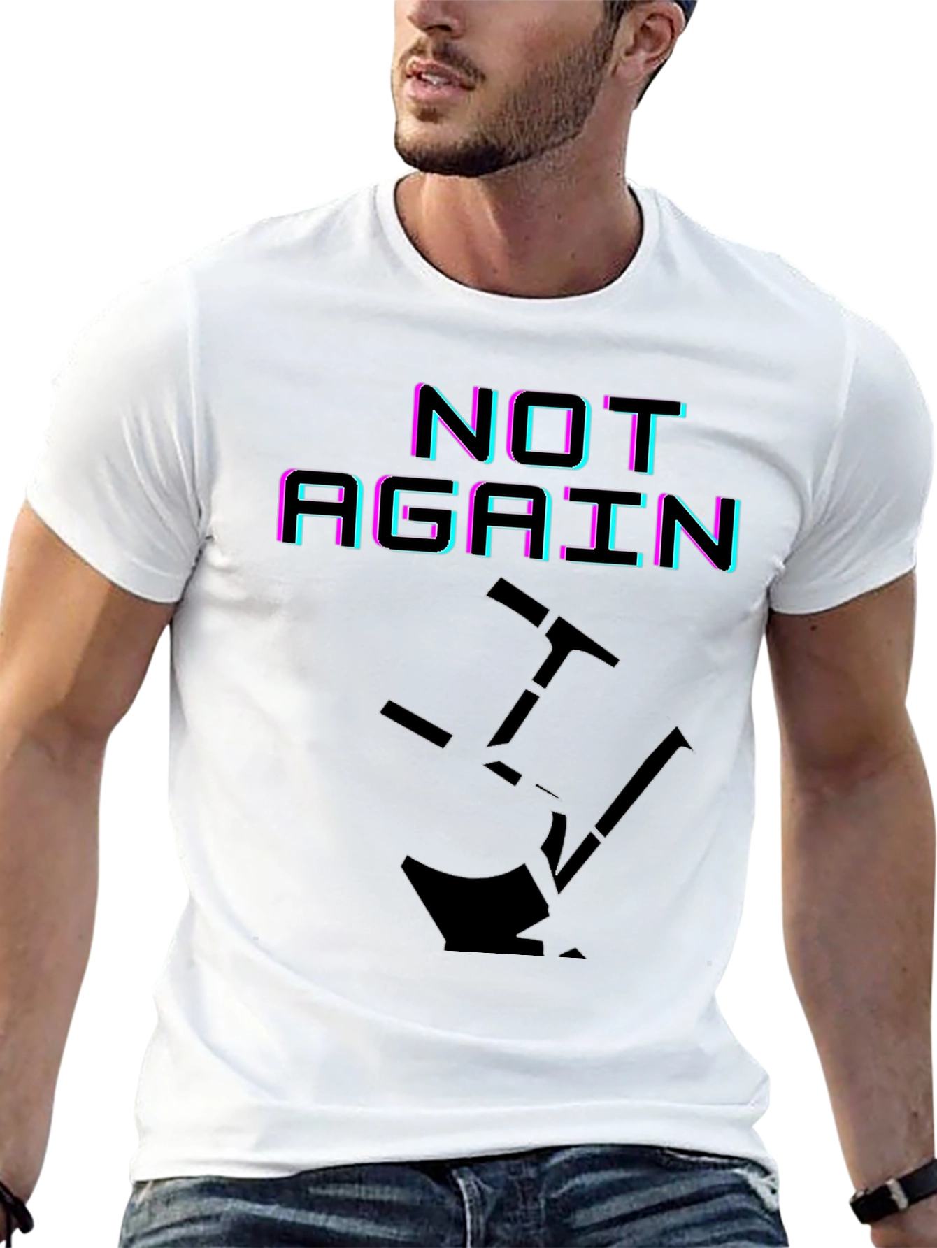 Black Not Again Funny Graphic T-Shirt view 13