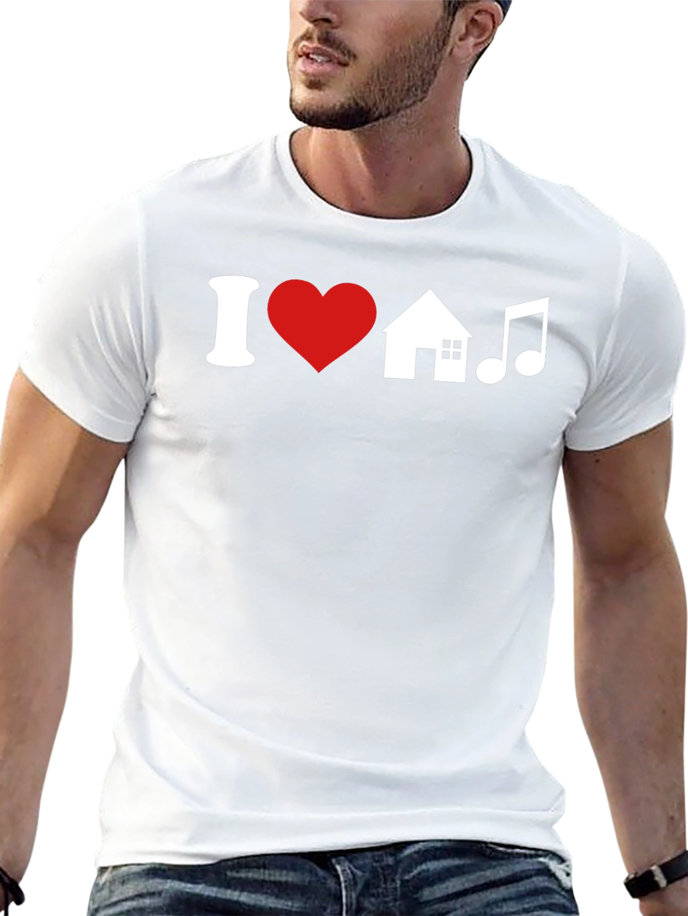 Black I Love House Music T-Shirt view 13