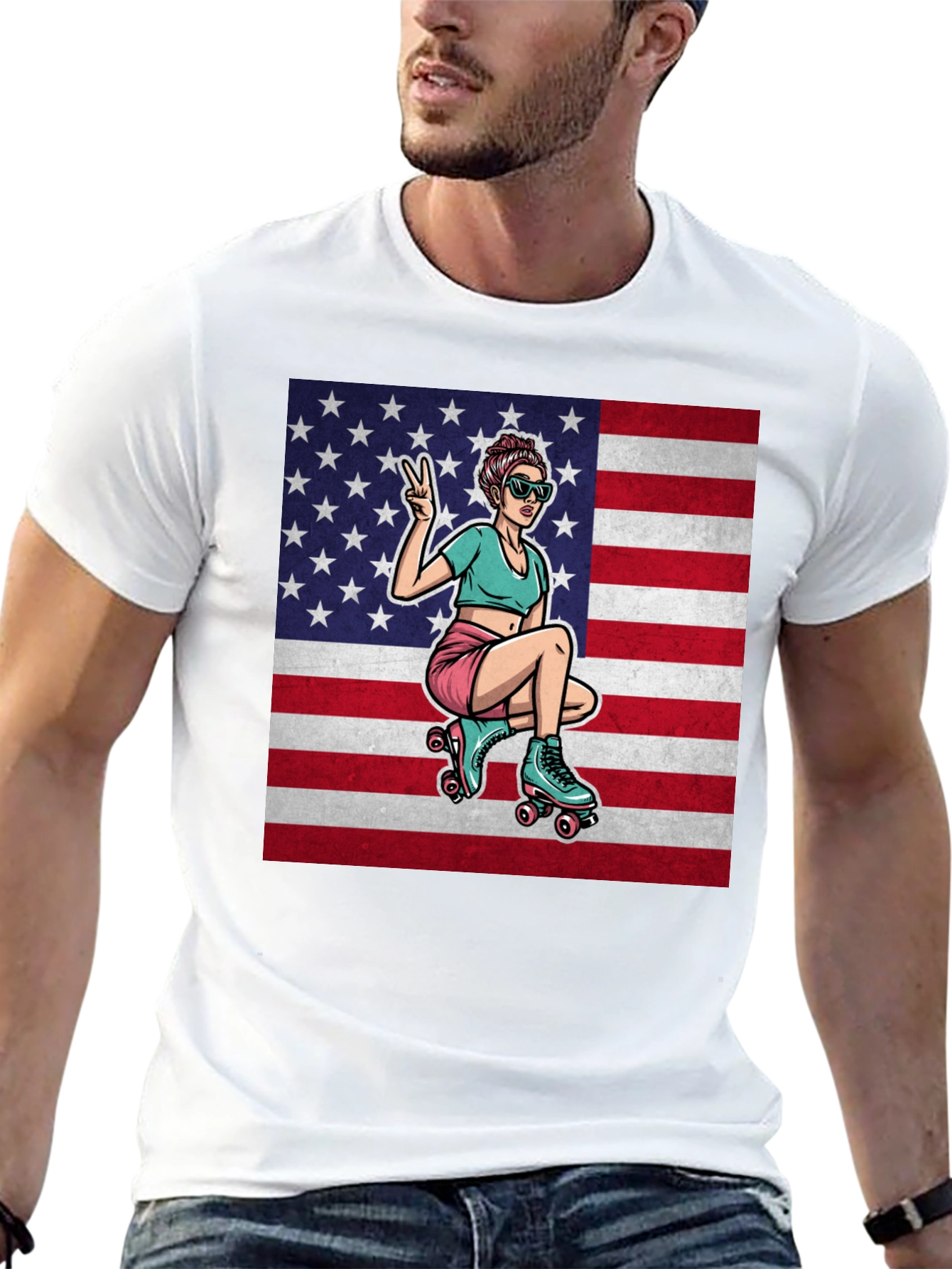Black American Roller Girl Graphic Tee view 13