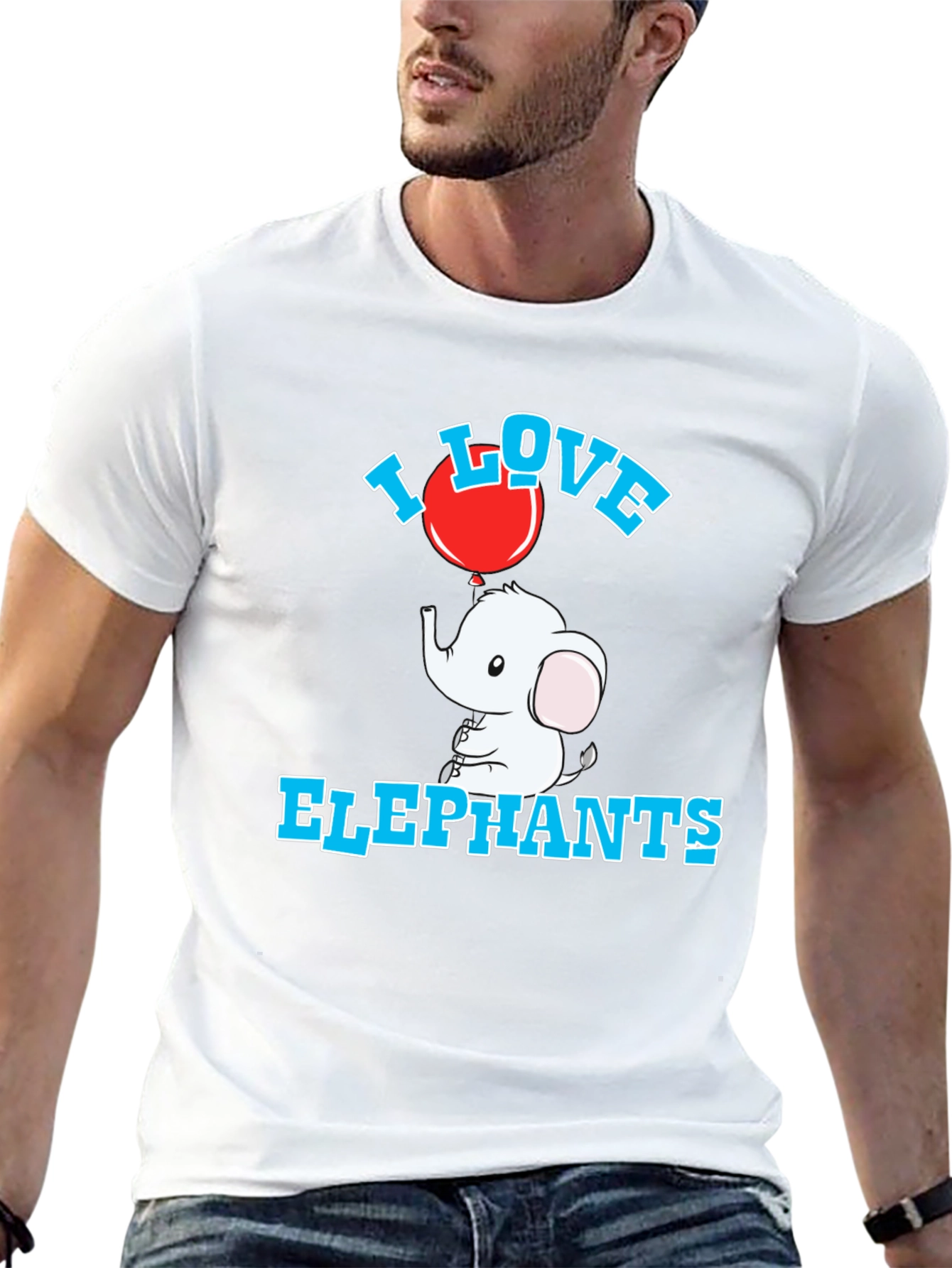 Black I Love Elephants Black Graphic Tee view 13