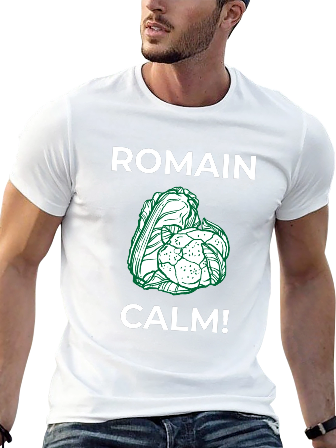 Black Romain Calm! Funny T-Shirt - Black view 13