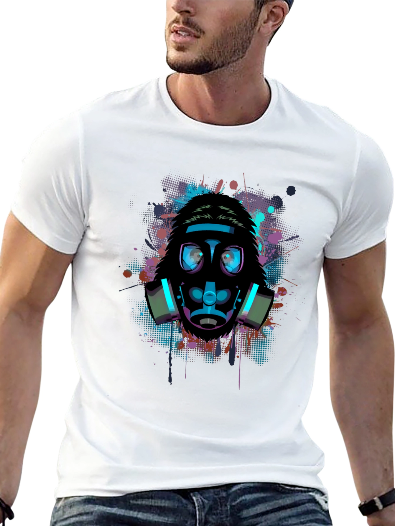 Black Graphic Gas Mask T-Shirt - Urban Style view 13