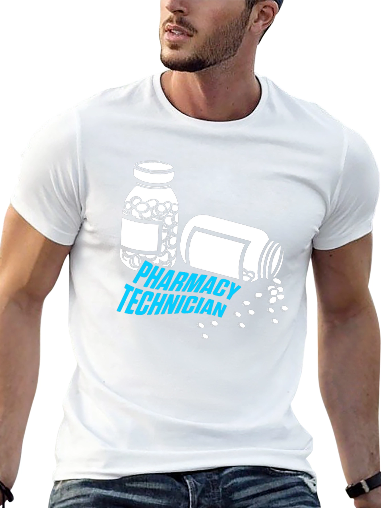 Black Pharmacy Technician T-Shirt - Pill Bottle Graphic view 13