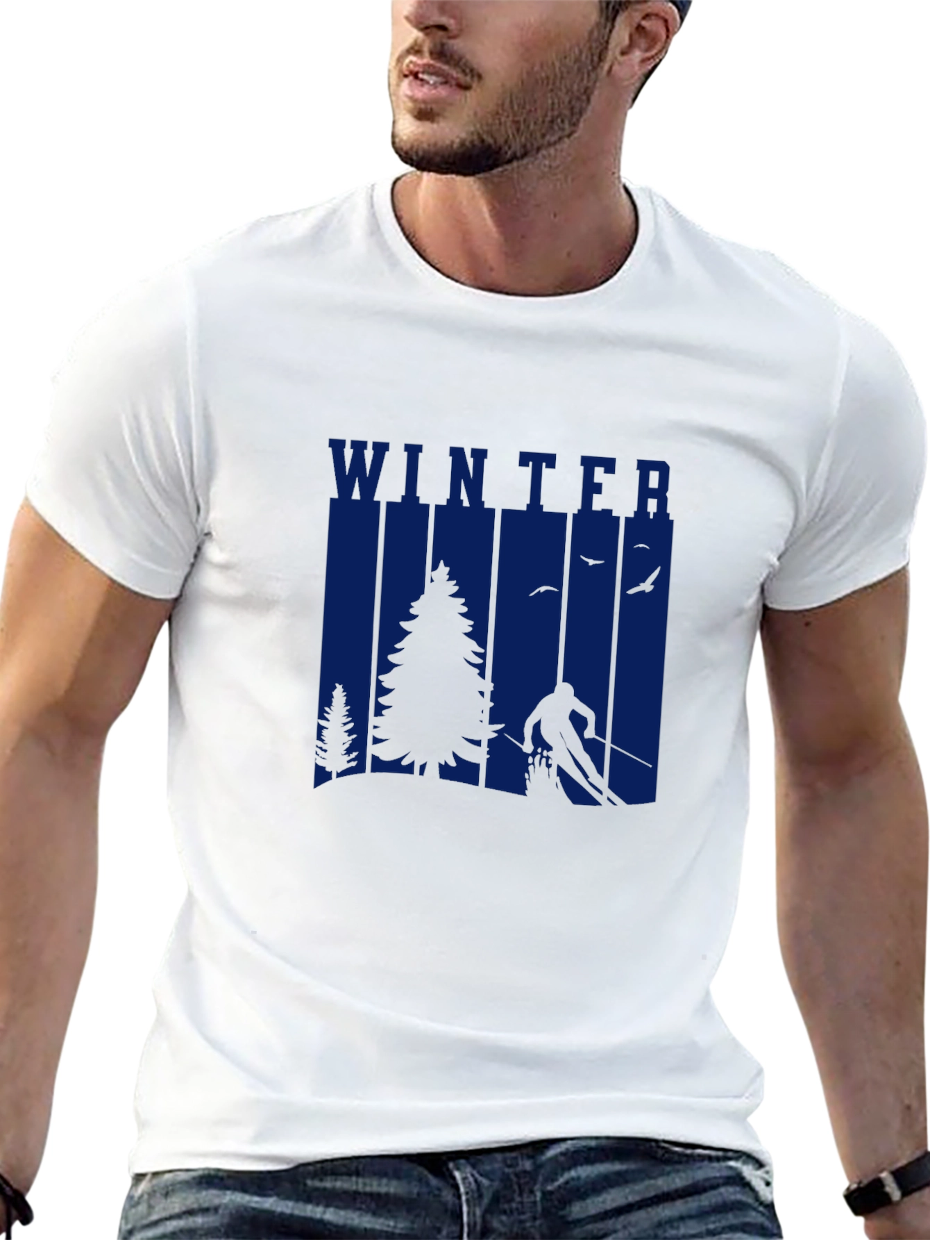 Black Winter Scene Graphic T-Shirt view 13
