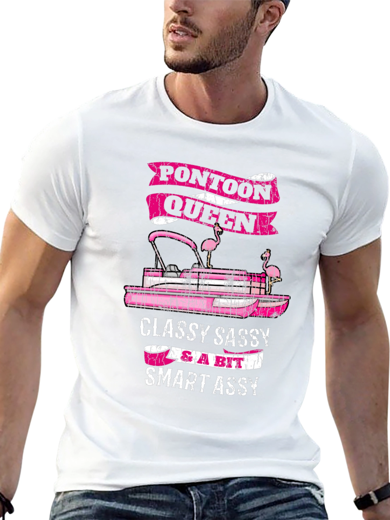 Black Pontoon Queen Graphic T-Shirt - Classy Sassy & Smart Assy view 13