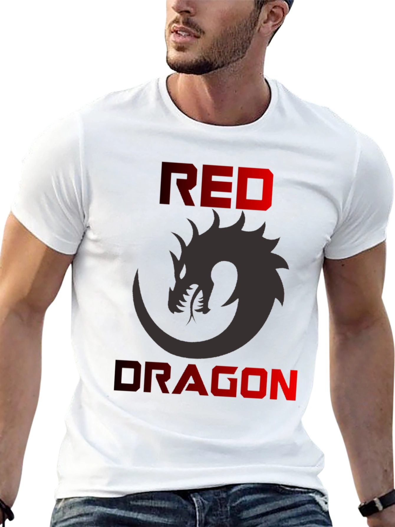 Black Red Dragon Graphic T-Shirt - Men's Black Tee view 13