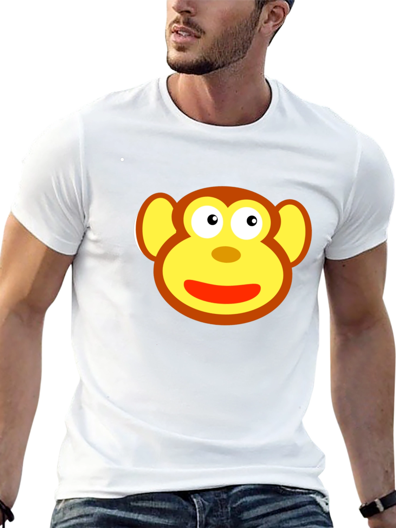 Black Monkey Face Graphic Tee - Fun & Playful Design view 13