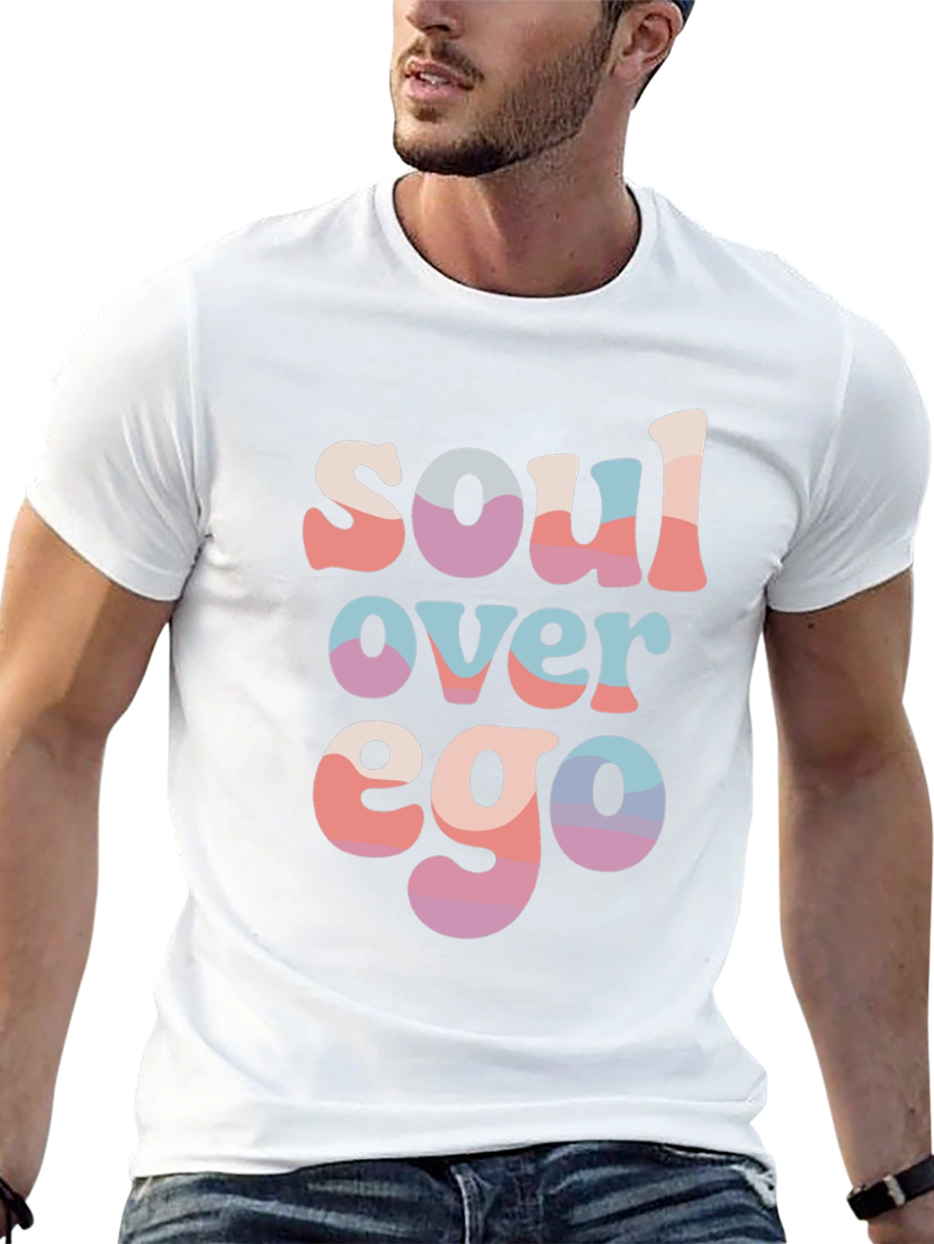 Black Soul Over Ego Graphic Tee - Soft Cotton Blend T-Shirt view 13