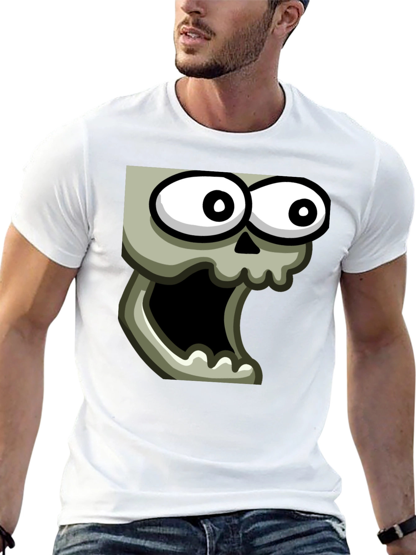 Black Cartoon Skull Graphic Black T-Shirt view 13