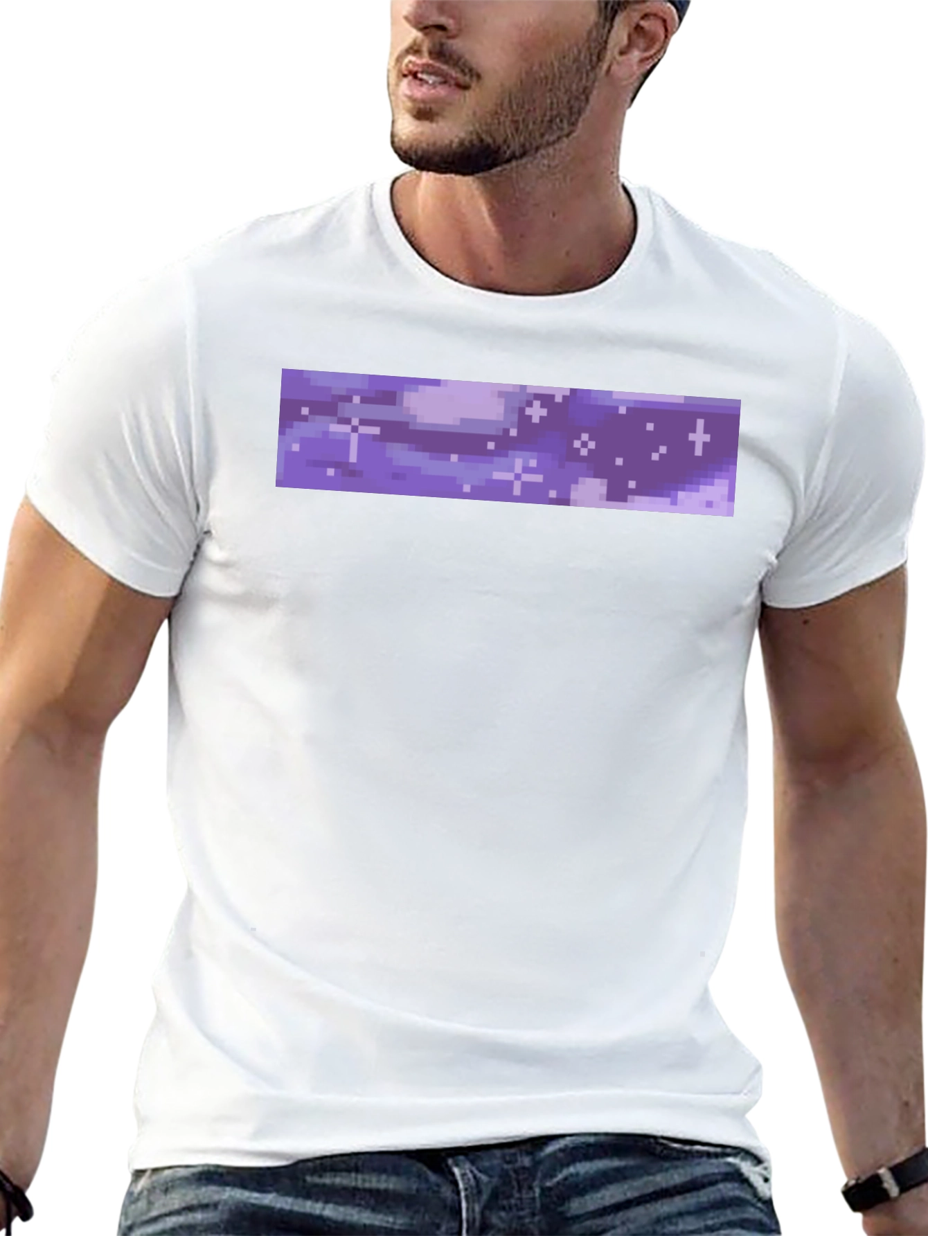 Black Pixel Galaxy Tee - Black Cotton Crew Neck view 13