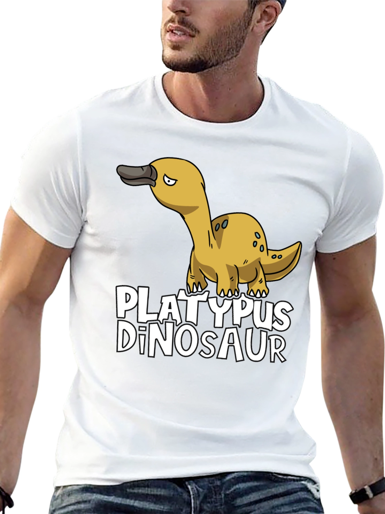 Black Platypus Dinosaur Funny Graphic Tee view 13