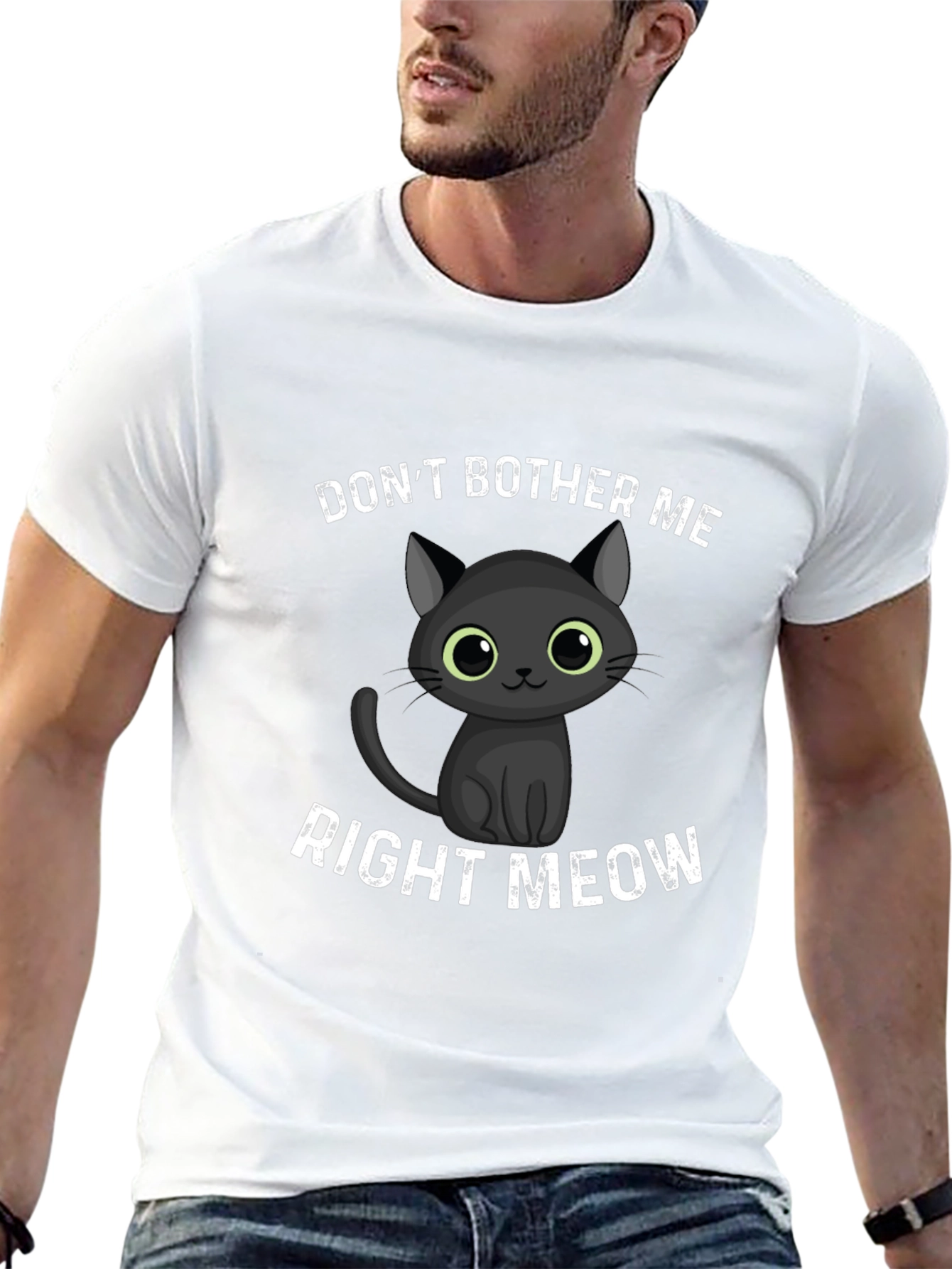 Black Don't Bother Me Right Meow Black T-Shirt view 13
