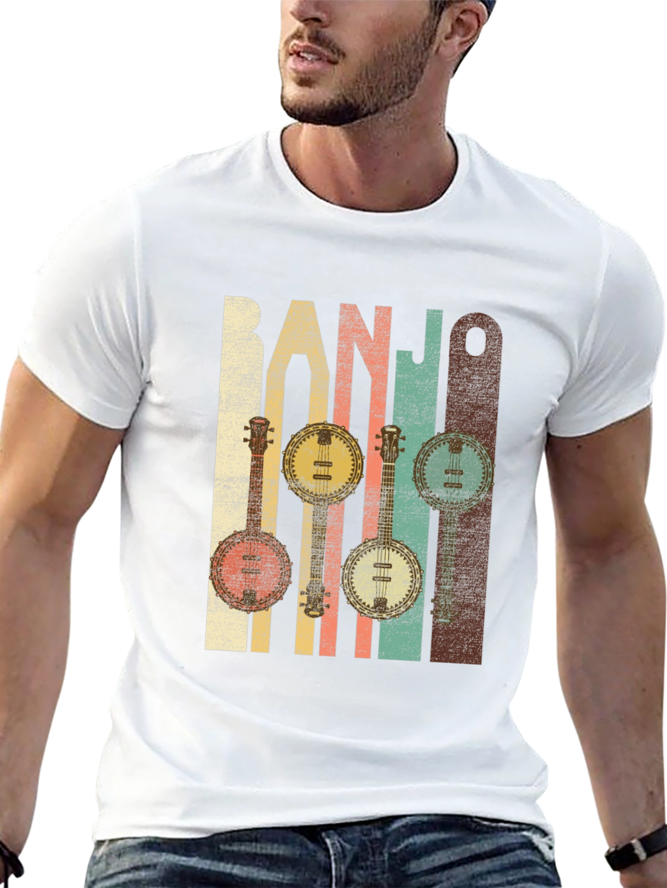 Black Vintage Banjo Music T-Shirt for Musicians view 13