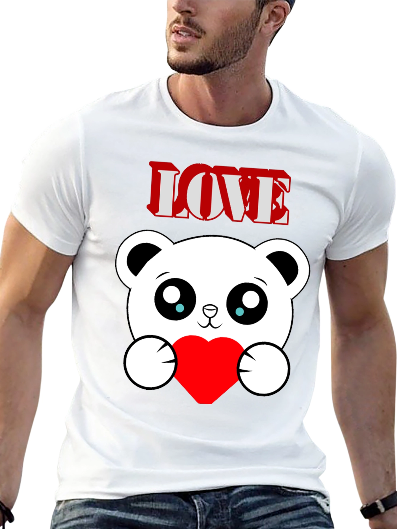 Black Love Bear Graphic Tee - Men's Black T-Shirt view 13