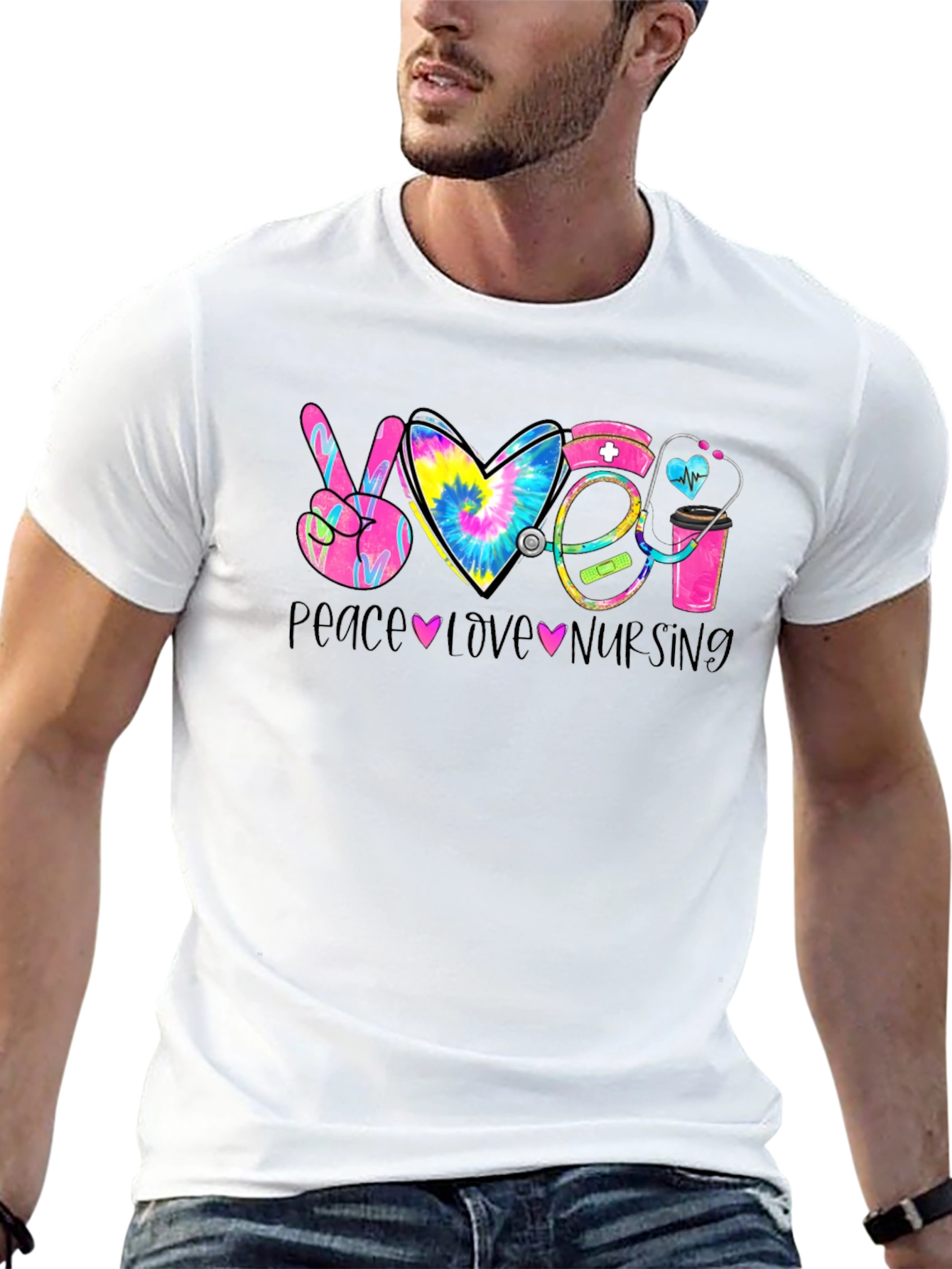 Black Peace Love Nursing T-Shirt - Nurse Appreciation Gift view 13