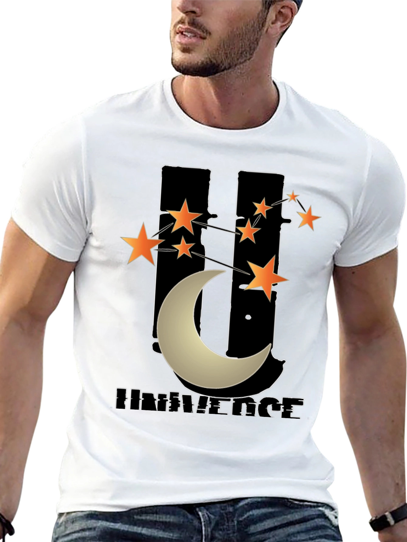 Black Universe Graphic T-Shirt - Men's Black Tee view 13